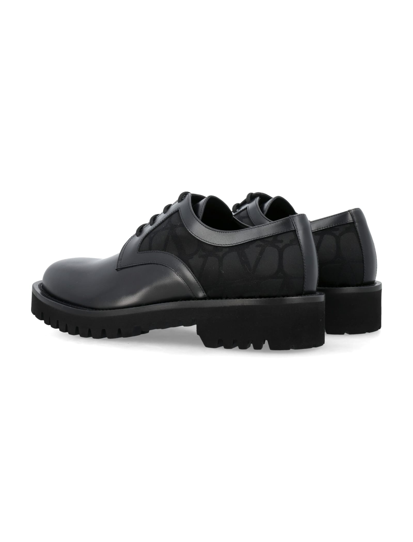 Shop Valentino Derby Toile Loafers In Black