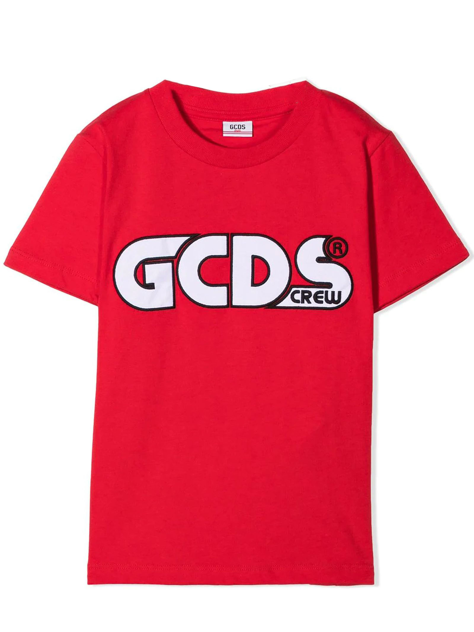 GCDS RED COTTON T-SHIRT,027591K 040