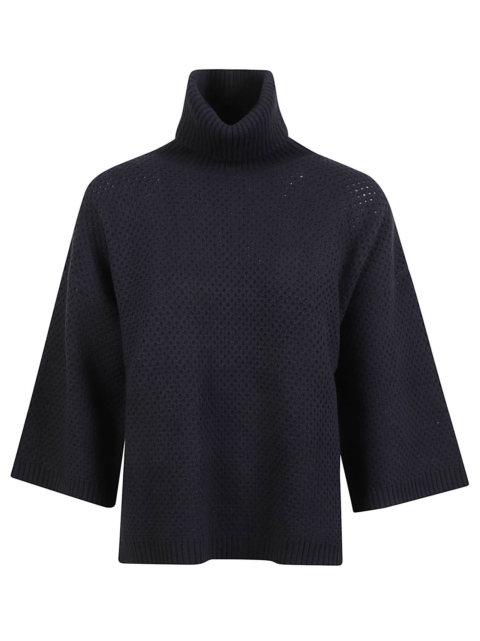 Turtleneck Perforated Knit Pullover