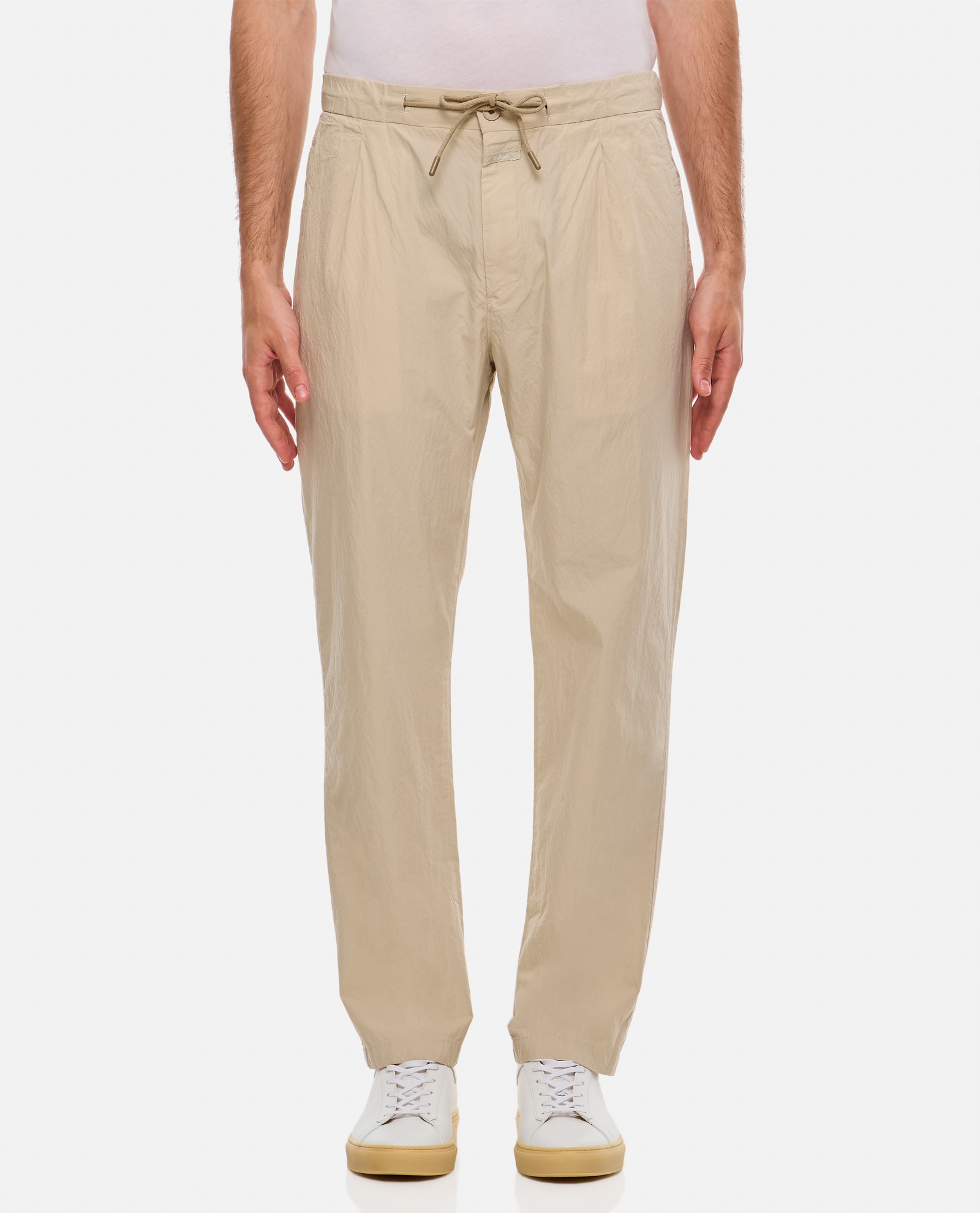 Shop Closed Vigo Tapered Cotton Trousers In Beige