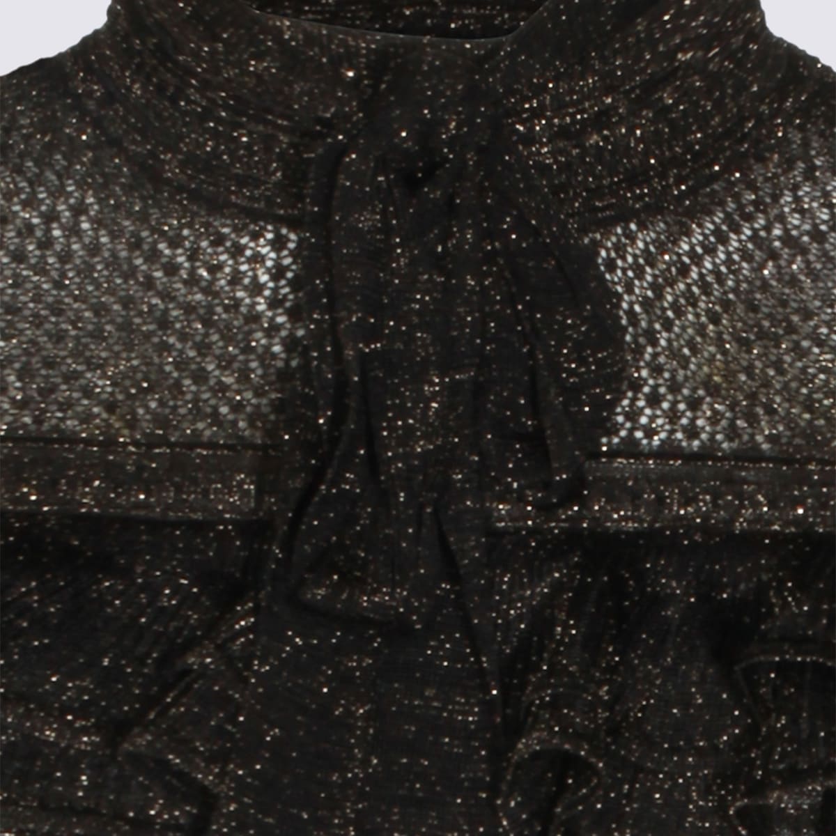 Zimmermann High Neck Long Sleeve Metallic Top In Black