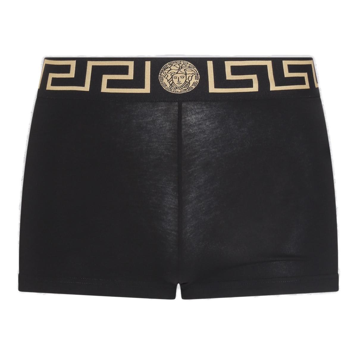 Shop Versace Greca Border Stretched Boxers In Black