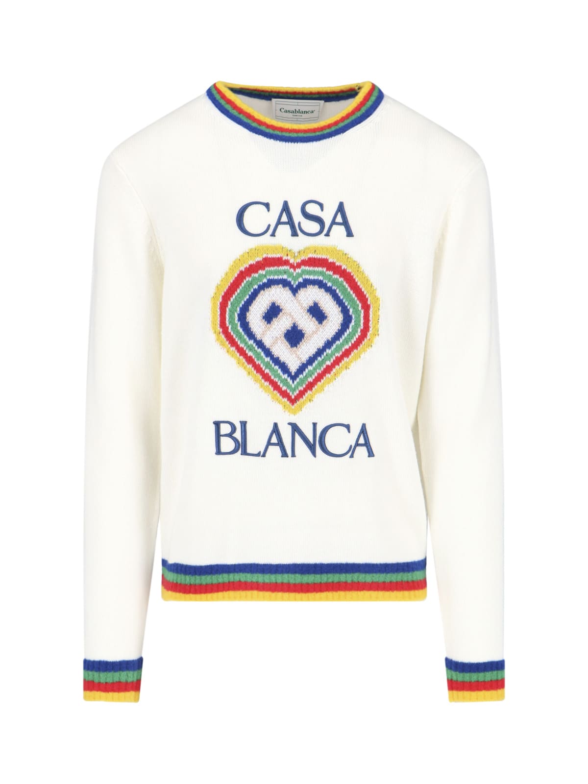 Shop Casablanca Heart Boucle Sweater In White