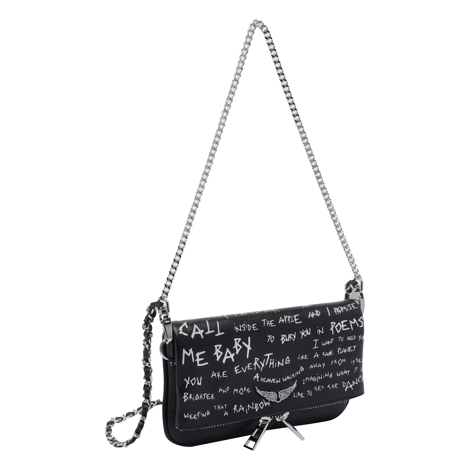 Zadig & Voltaire Nano Rock Graffiti Crossbody Bag In Black