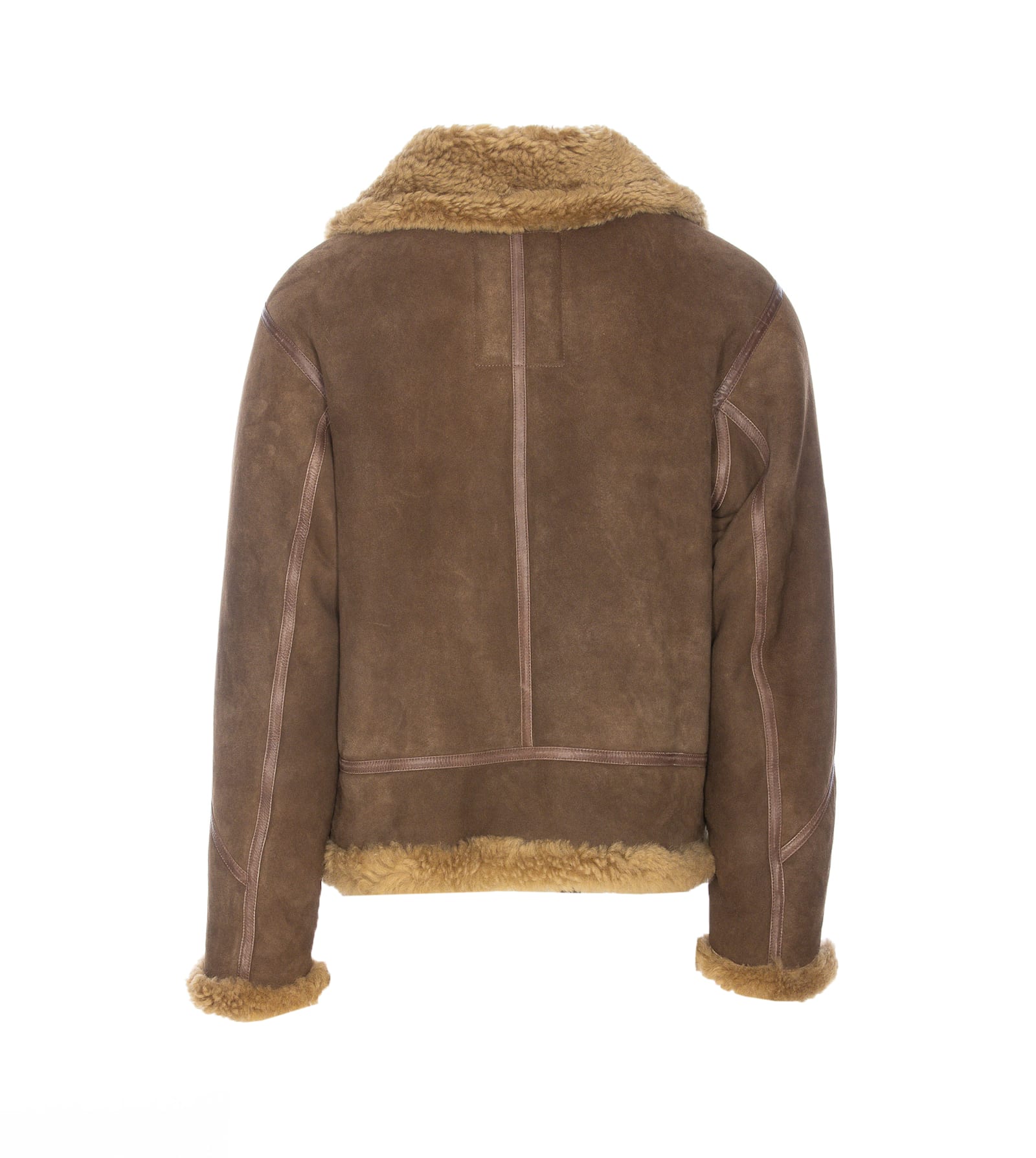 Shop Burberry Shearling Aviator Jacket In Brown