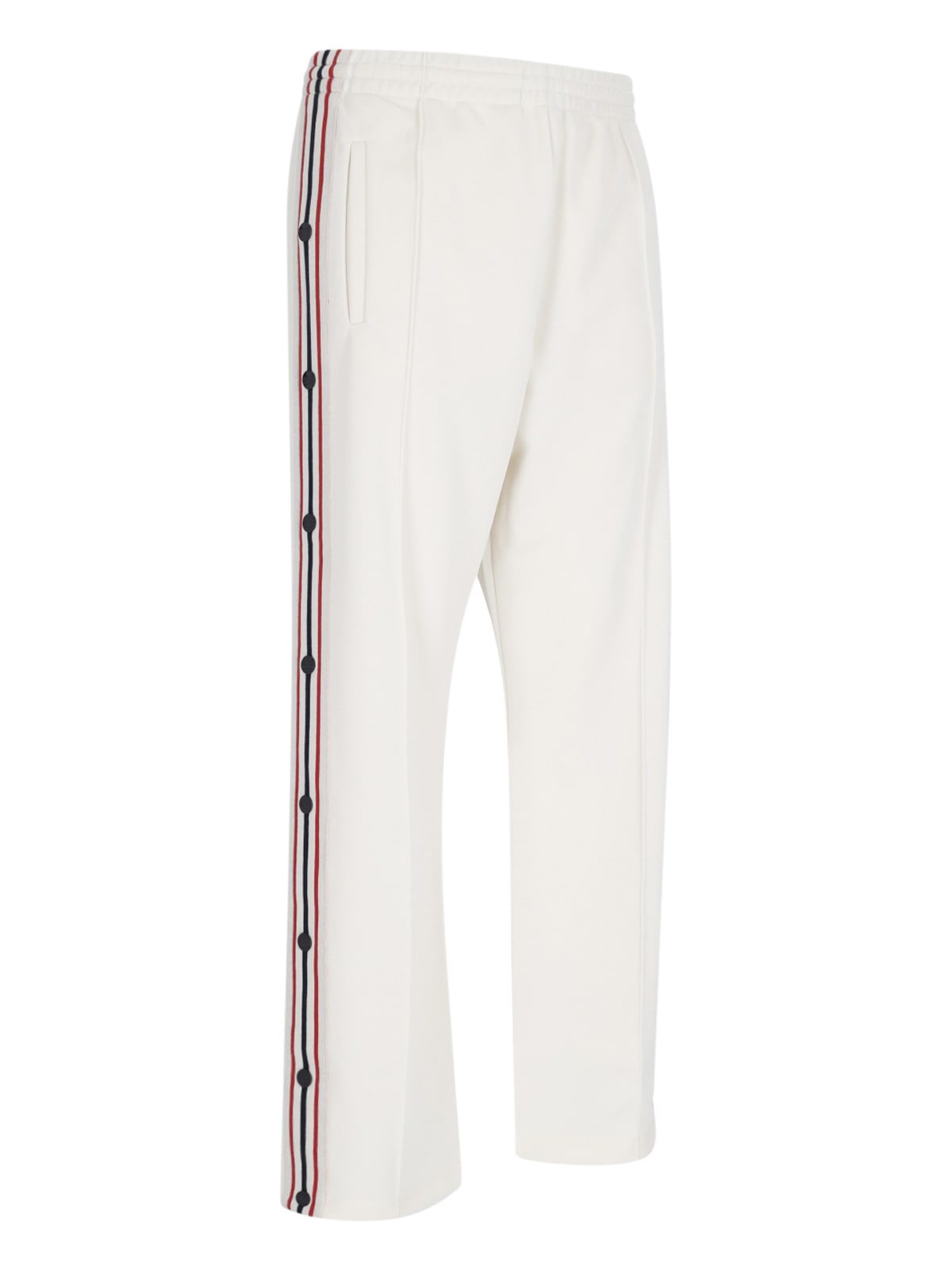 Shop Golden Goose Side Buttons Trousers In Crema