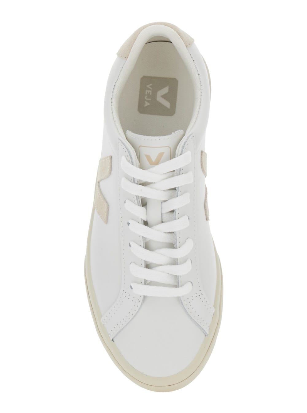 Veja Esplar White Low Top Sneakers With Logo Detail On The Side And Logo Lettering On The Heel In Leather In White