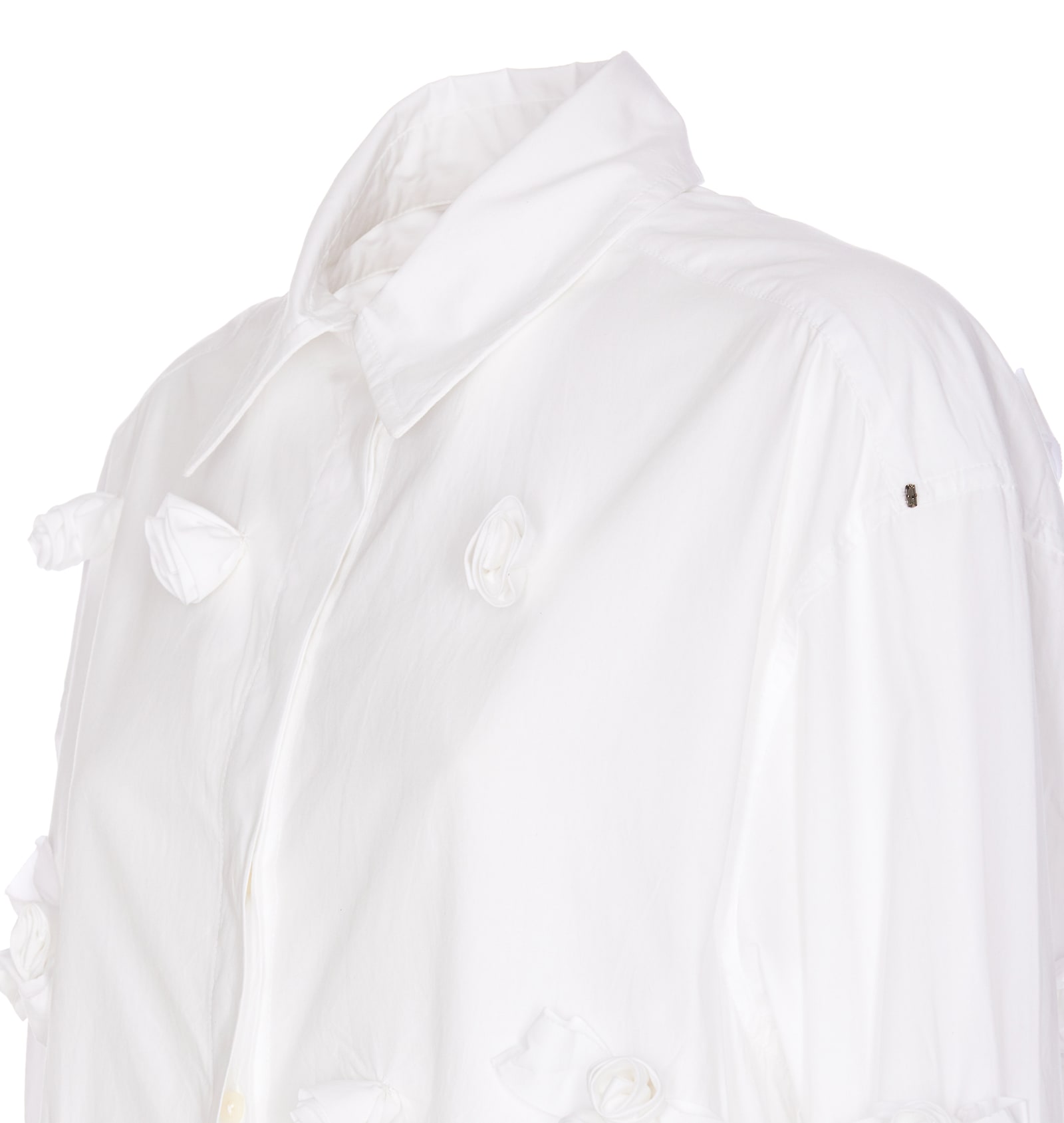 Shop Sportmax Oversized 3d Rose Detail Shirt In White