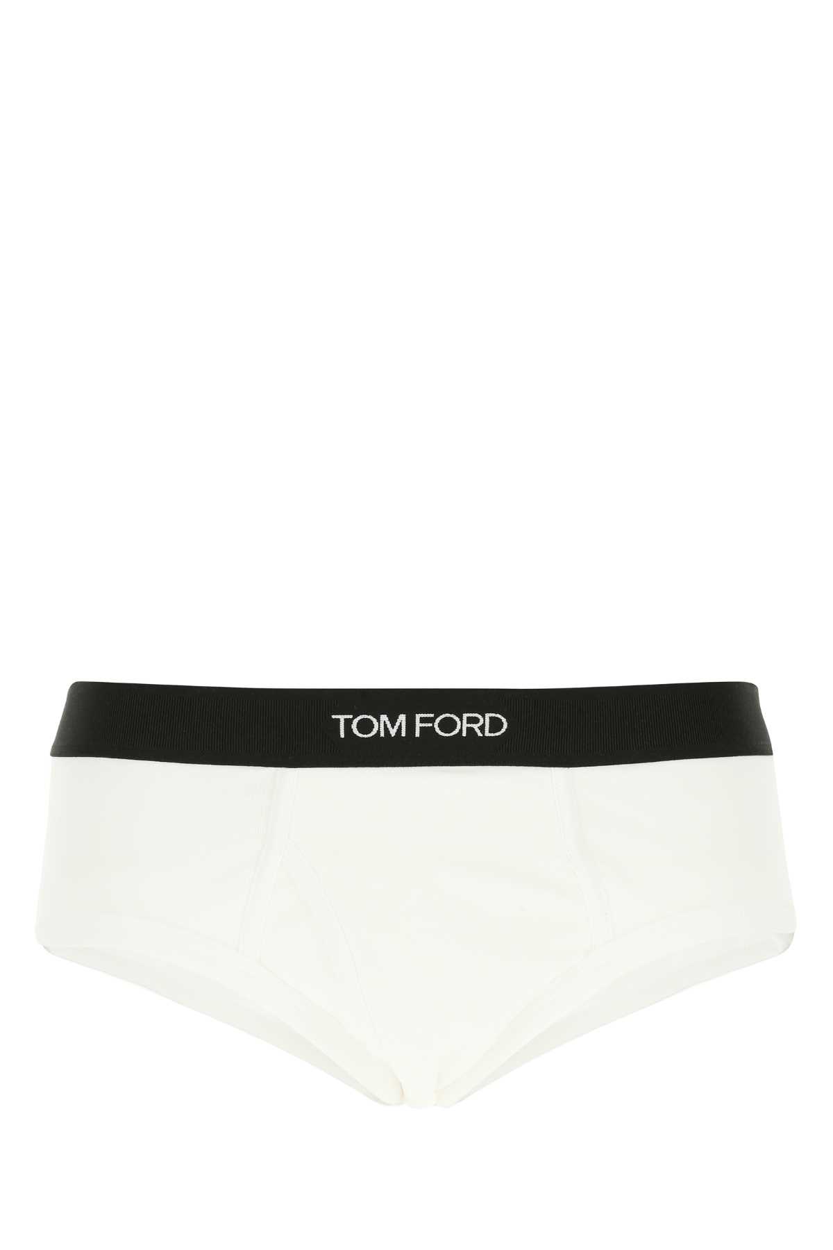 Shop Tom Ford White Stretch Cotton Slip In 100