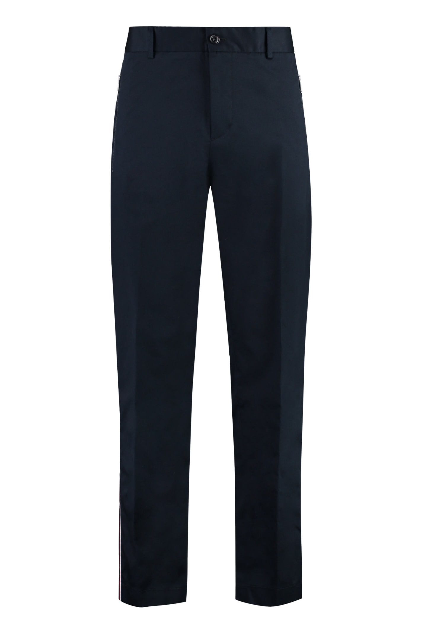 Shop Moncler Cotton Trousers In Blue
