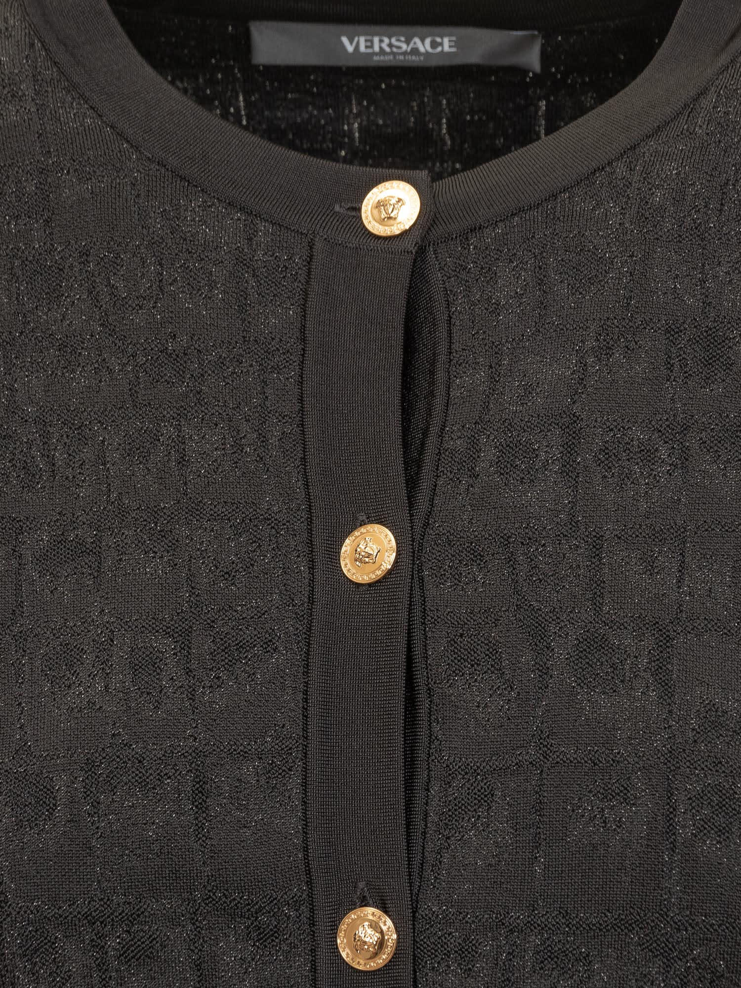 Versace Crocodile-effect Cardigan In Black
