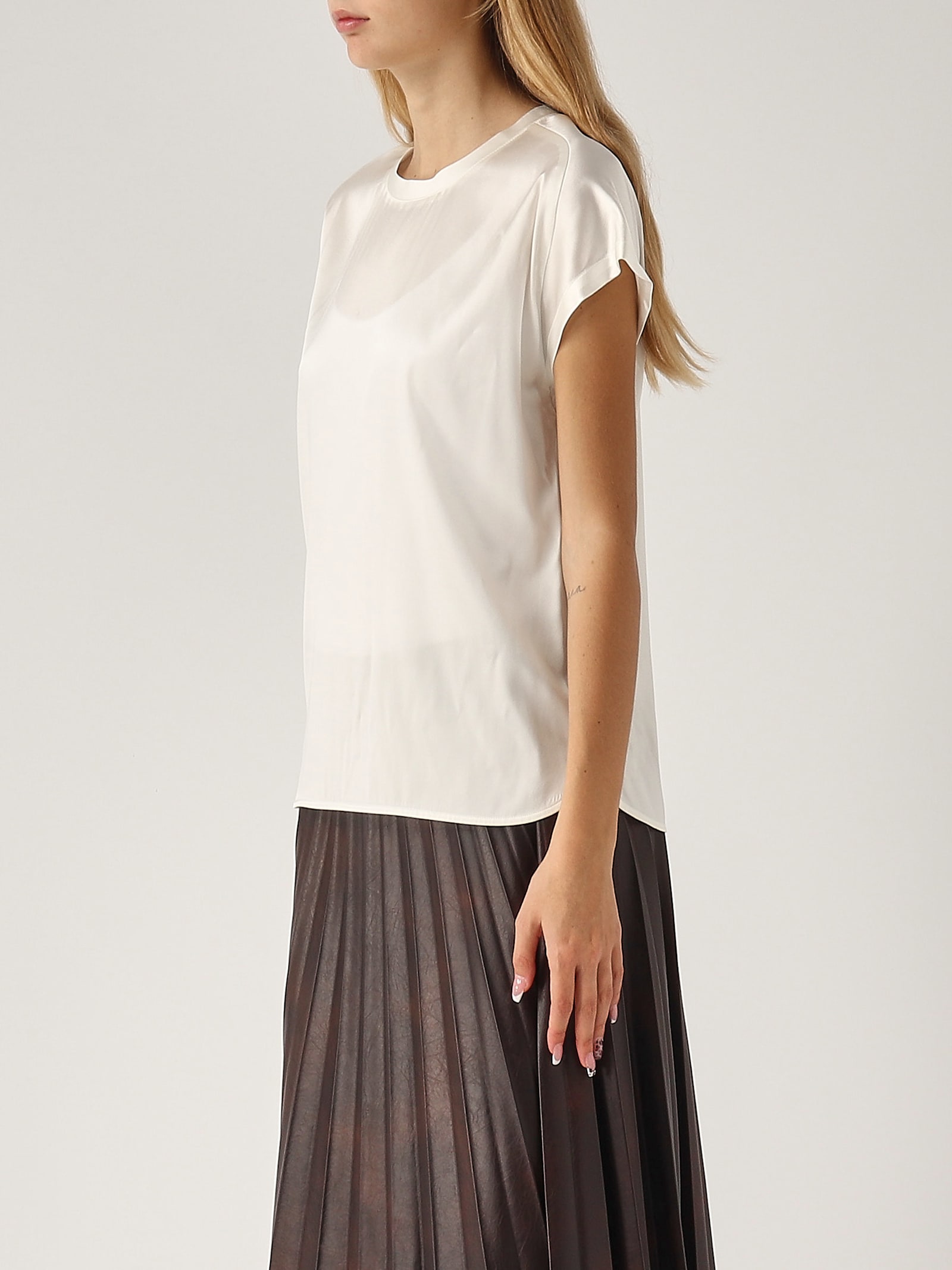 Shop Pinko Farida Blusa Satin Blouse In Bianco Ottico