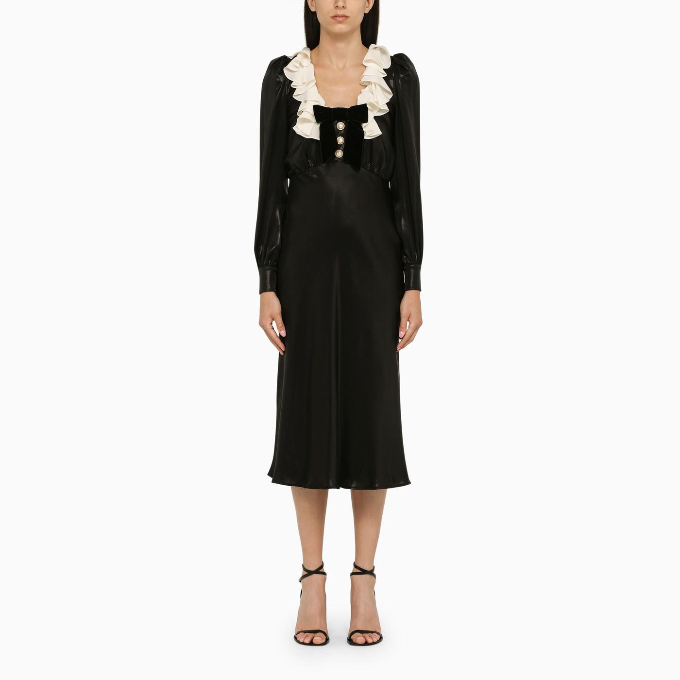 Glossy Black Midi Dress
