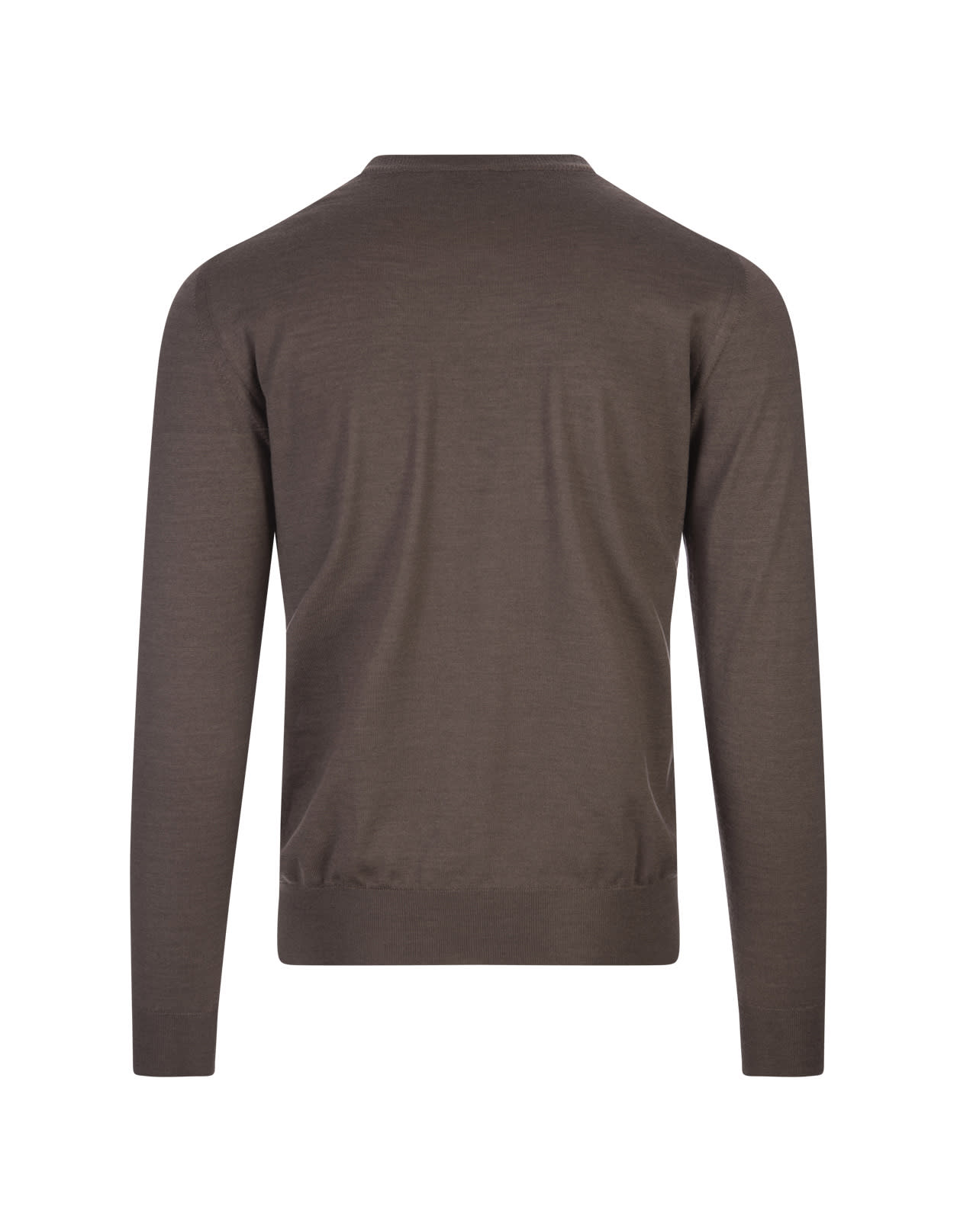 Shop Fedeli Taupe Round Neck Pullover In Cashmere And Silk In Brown