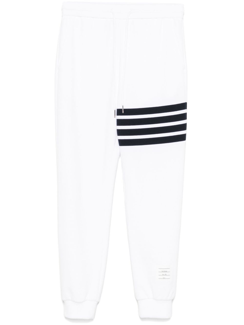 Thom Browne Cotton Sweatpants With Signature Stripe Detail In White