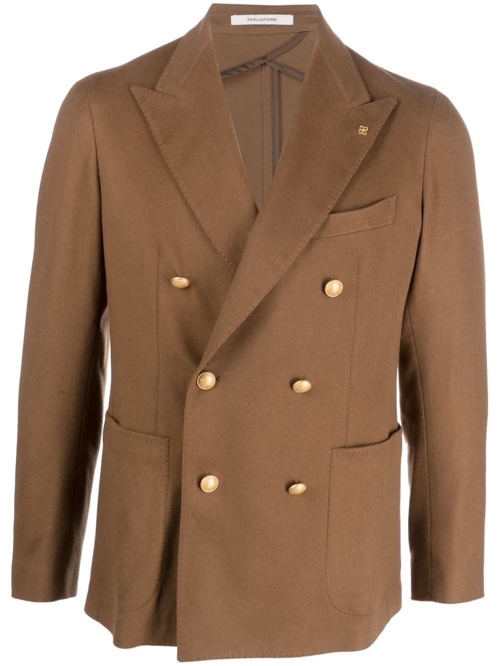 Shop Tagliatore Double Breasted Jacket In Burnt