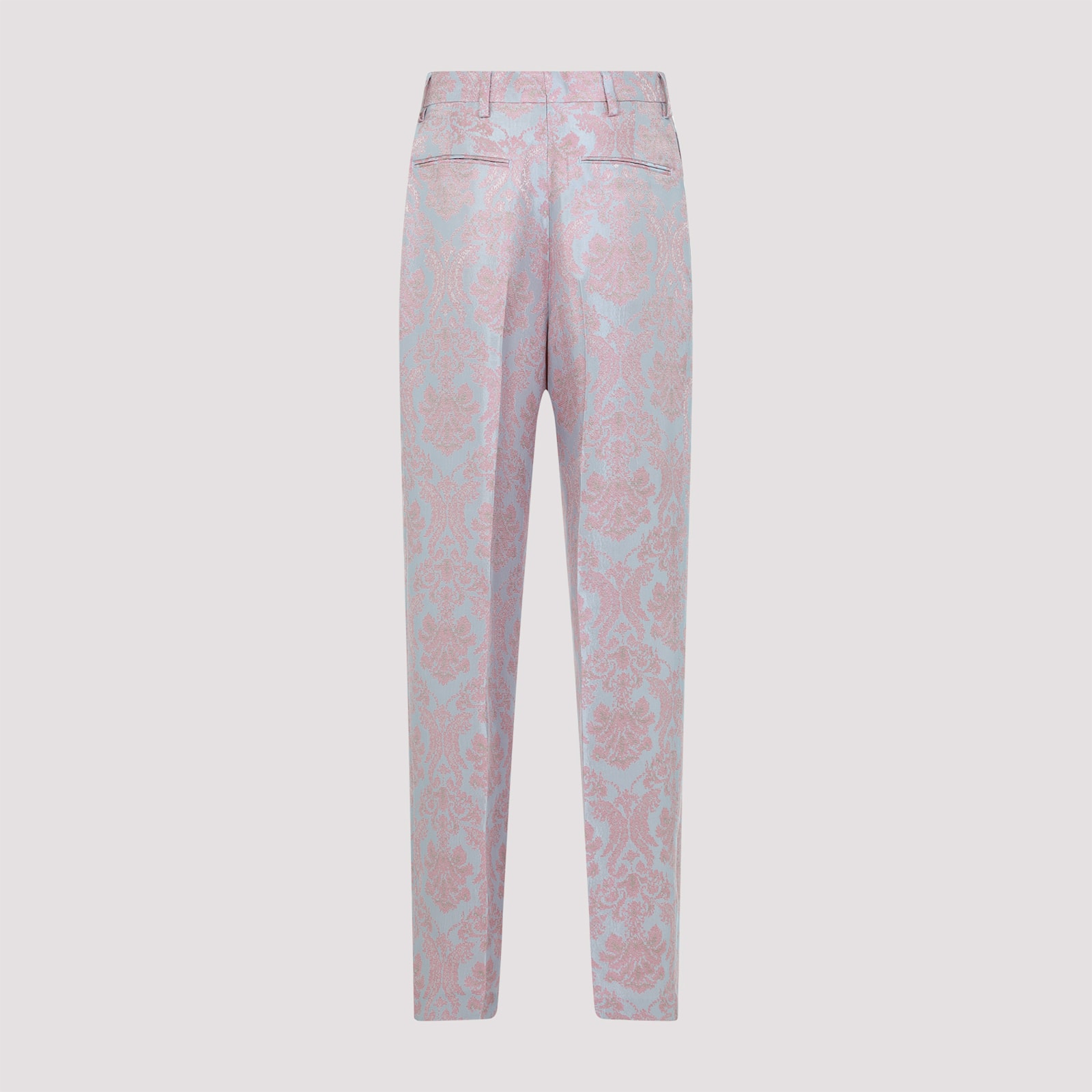 Dries Van Noten Tailored Trousers With Delicate Floral Pattern In Light Blue