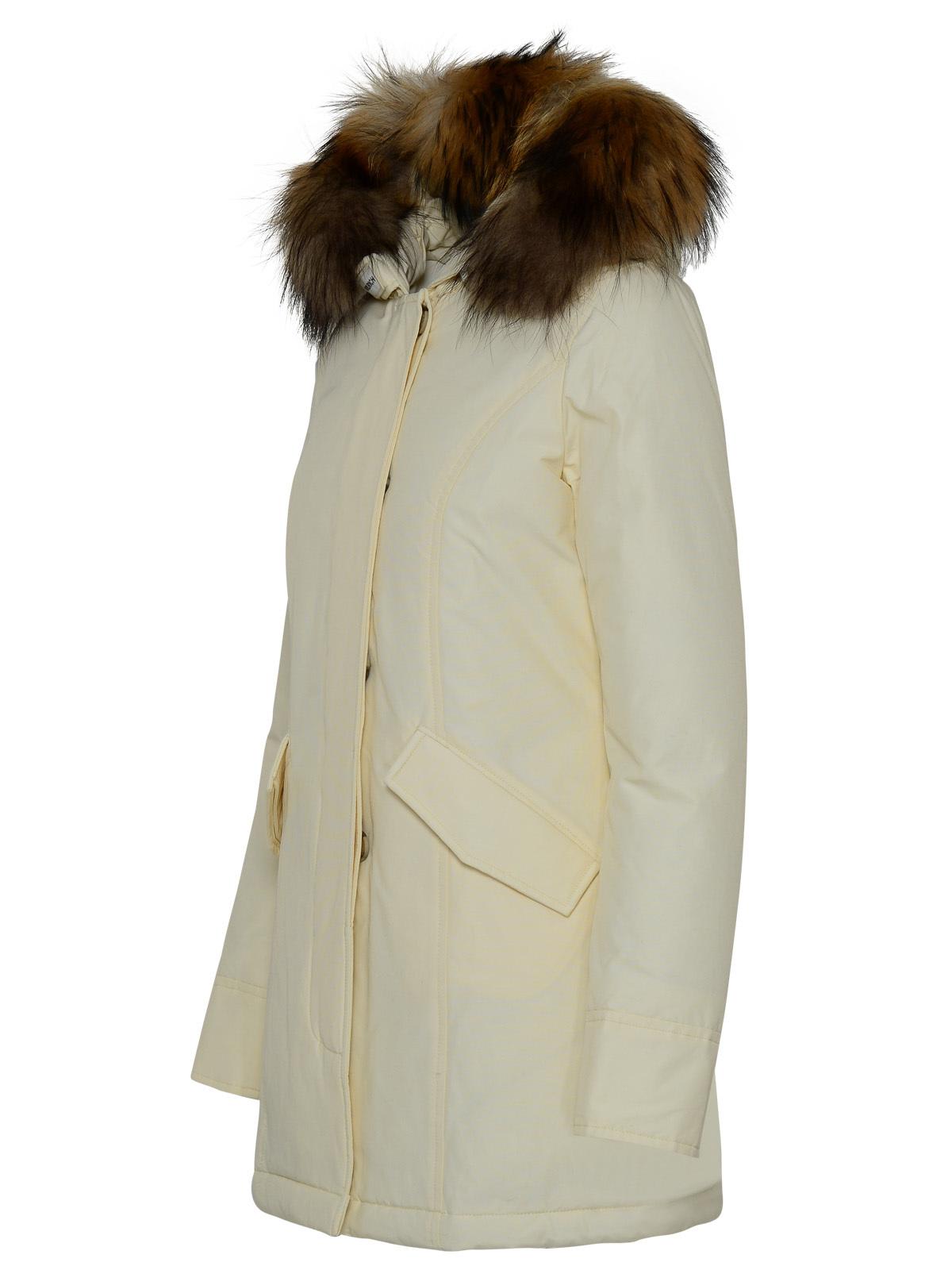 WOOLRICH ARTIC WHITE COTTON BLEND PARKA 