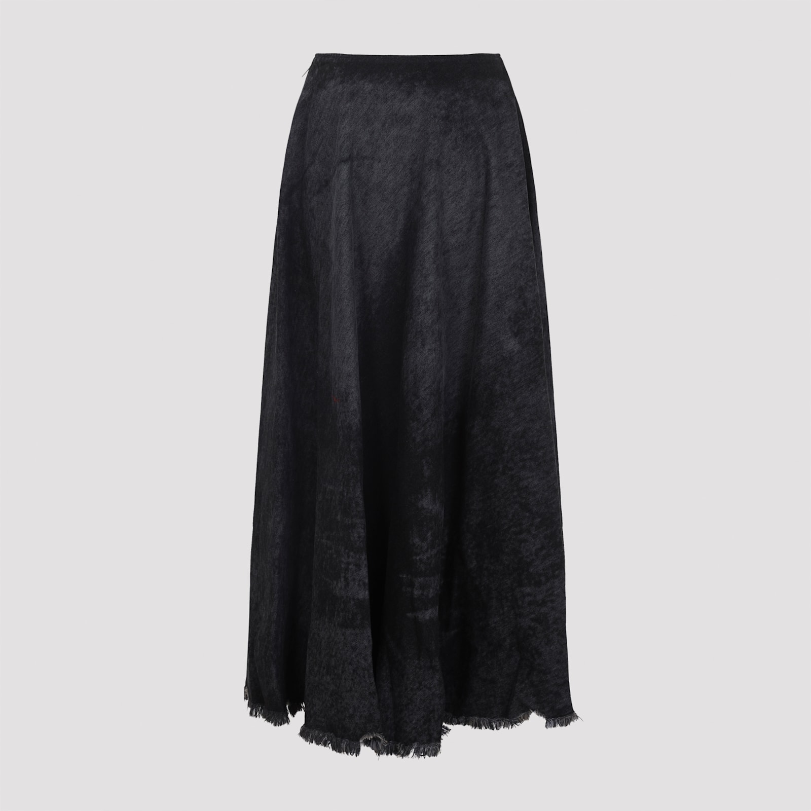 Diesel Grey Skirt With Oval D Logo Plaque And Frayed Edges In Cotton Blend Woman In Black