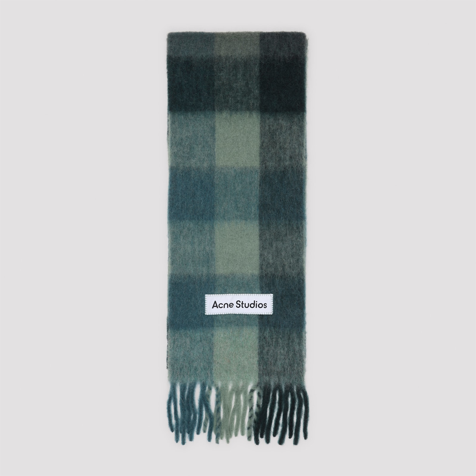 Acne Studios Alpaca Wool Blend Checkered Pattern Scarf