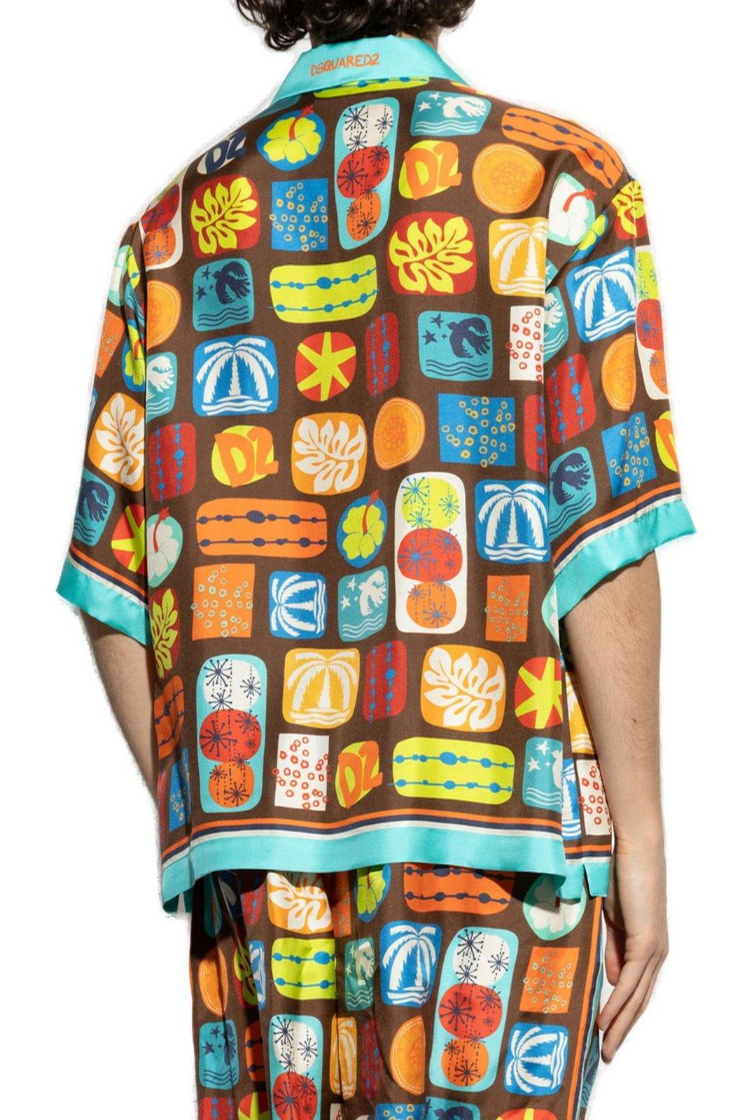 DSQUARED2 SUMMER LOVERS DROP SHOULDER BOWLING SHIRT