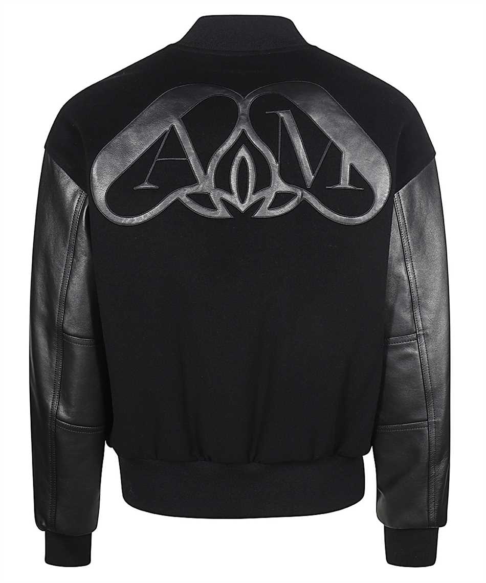 Shop Alexander Mcqueen Wool And Leather Bomber Jacket In Black