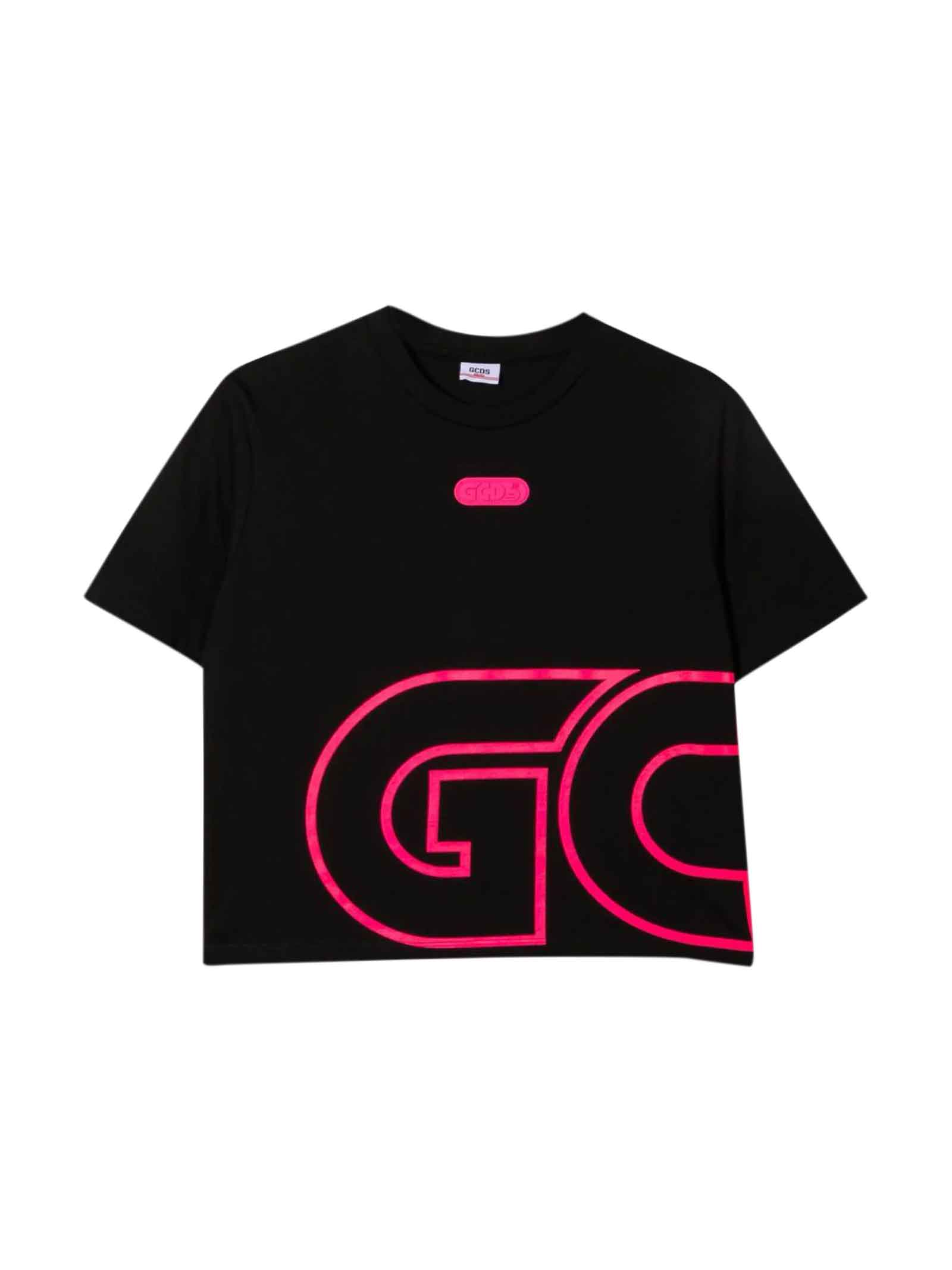GCDS Mini Black Design Cropped T-shirt