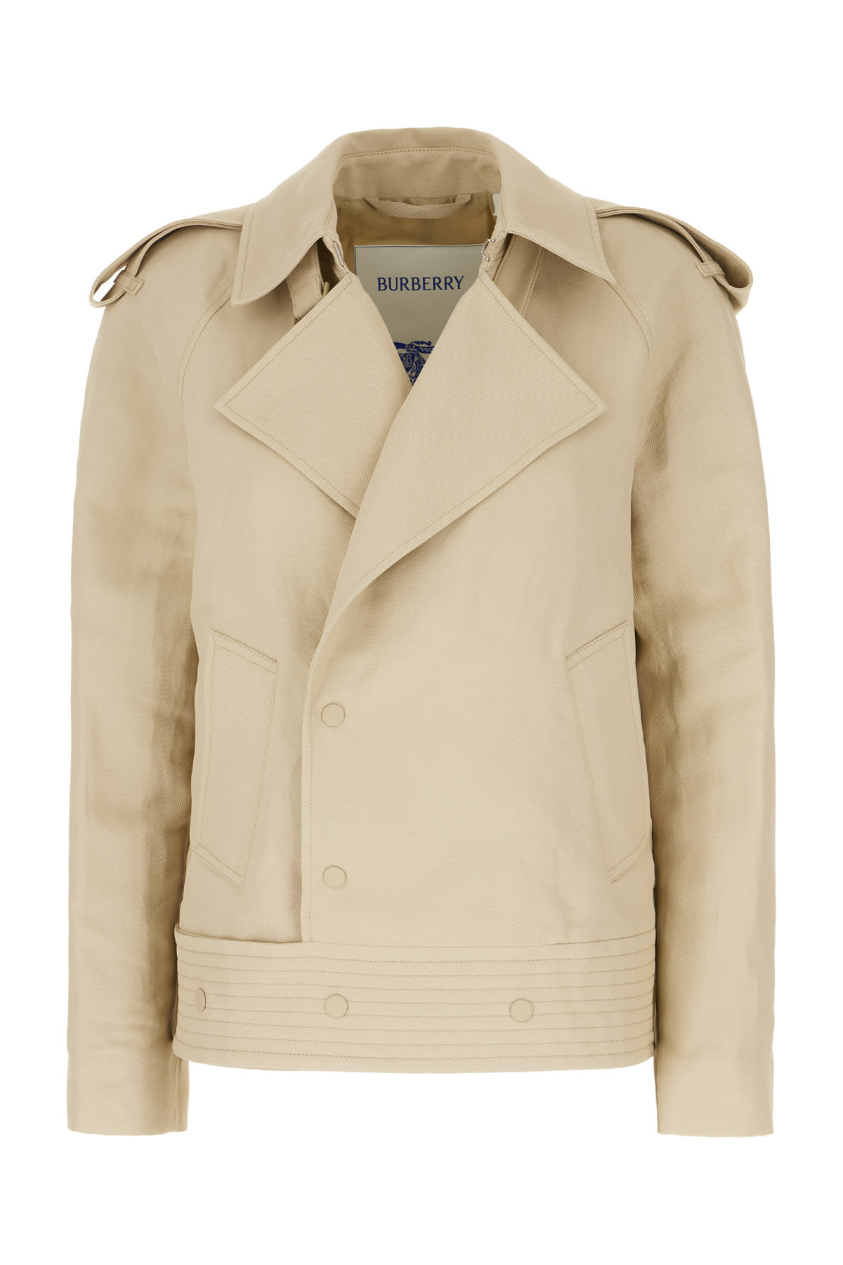 Burberry Canvas Trench Jacket In Oat