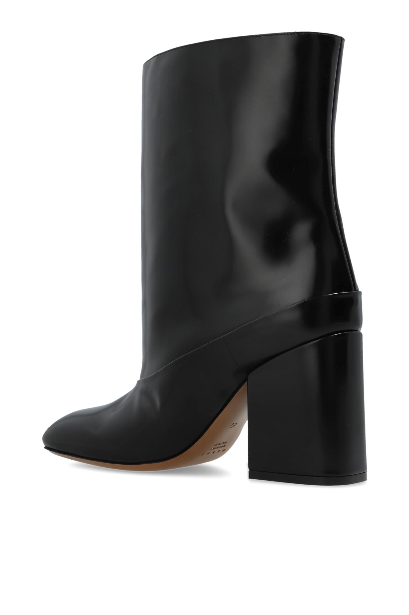 Marni Leather Heeled Ankle Boots In Animal Print