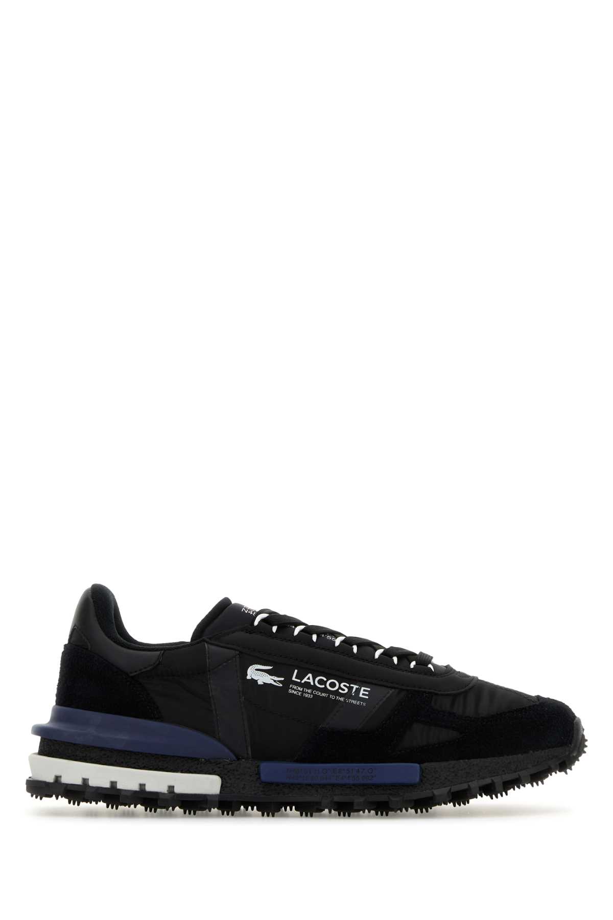 Shop Lacoste Black Fabric And Suede Elite Active Sneakers In 075