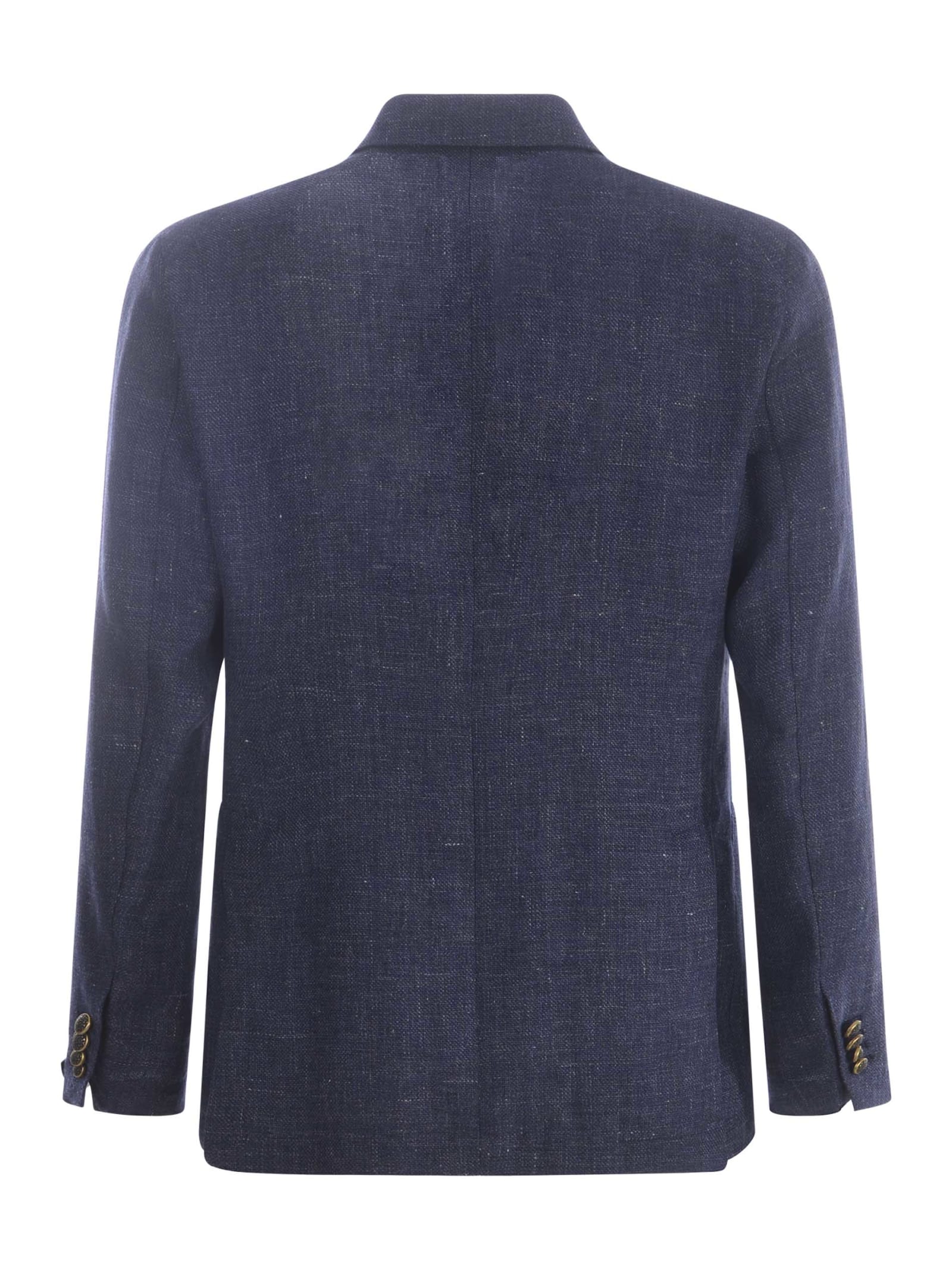 Shop Tagliatore Jacket  In Linen And Wool Blend In Blue