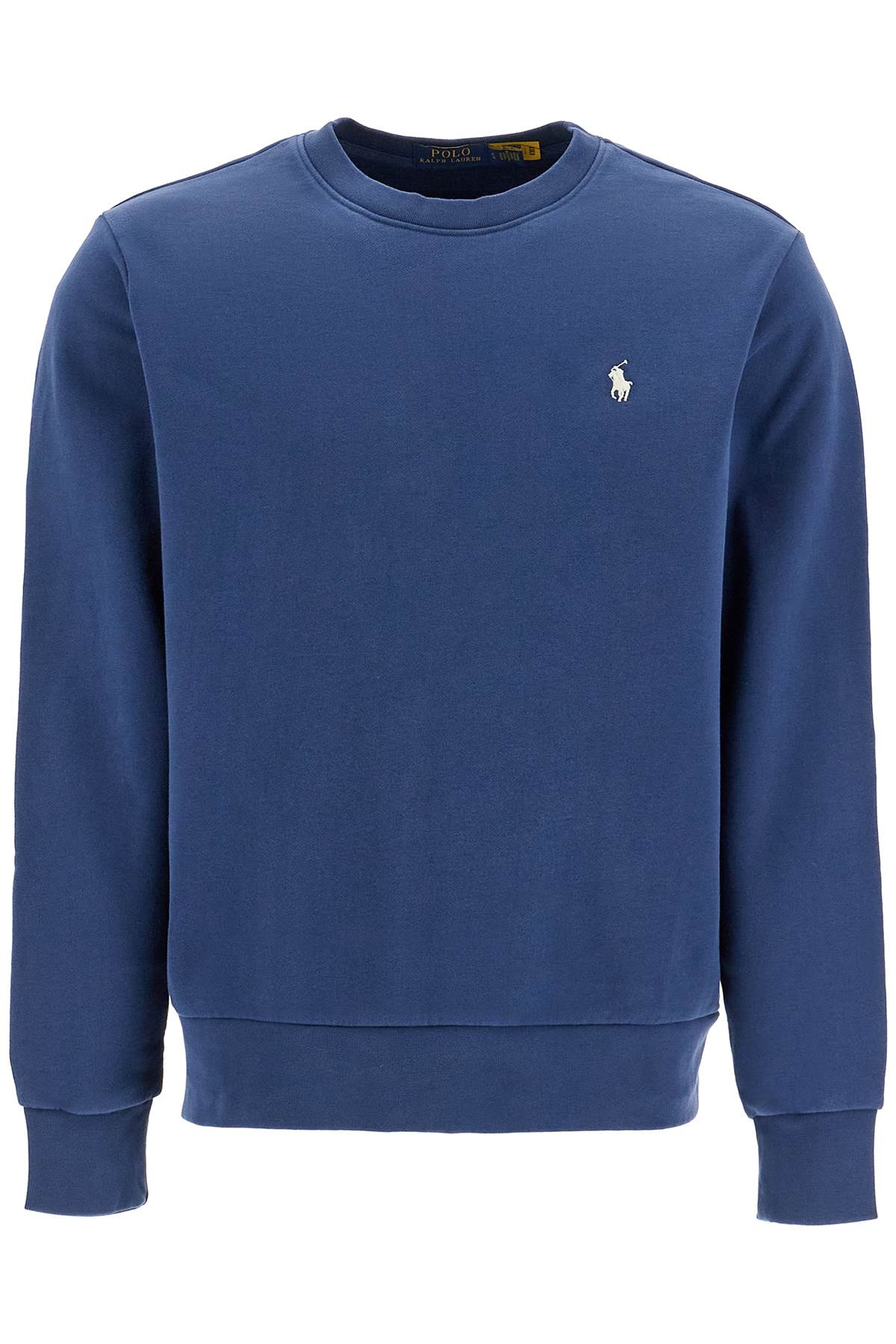 Shop Polo Ralph Lauren Logo Crewneck Sweatshirt In Cruise Navy (blue)