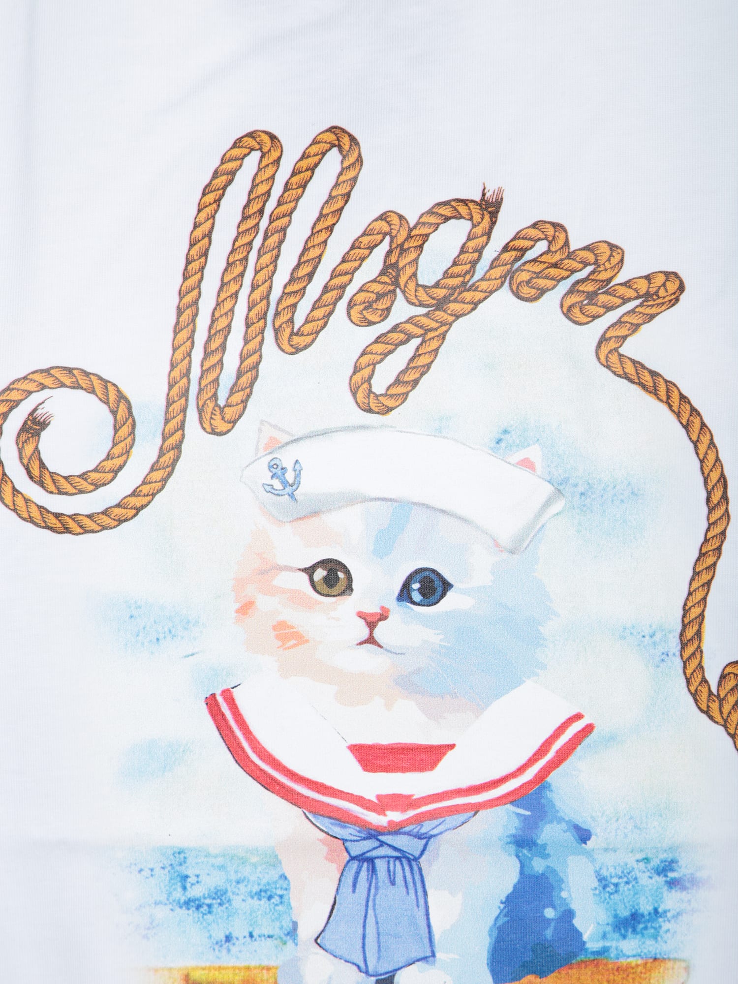 Msgm White Crewneck T-shirt With Logo Print On The Front In Cotton Woman In White