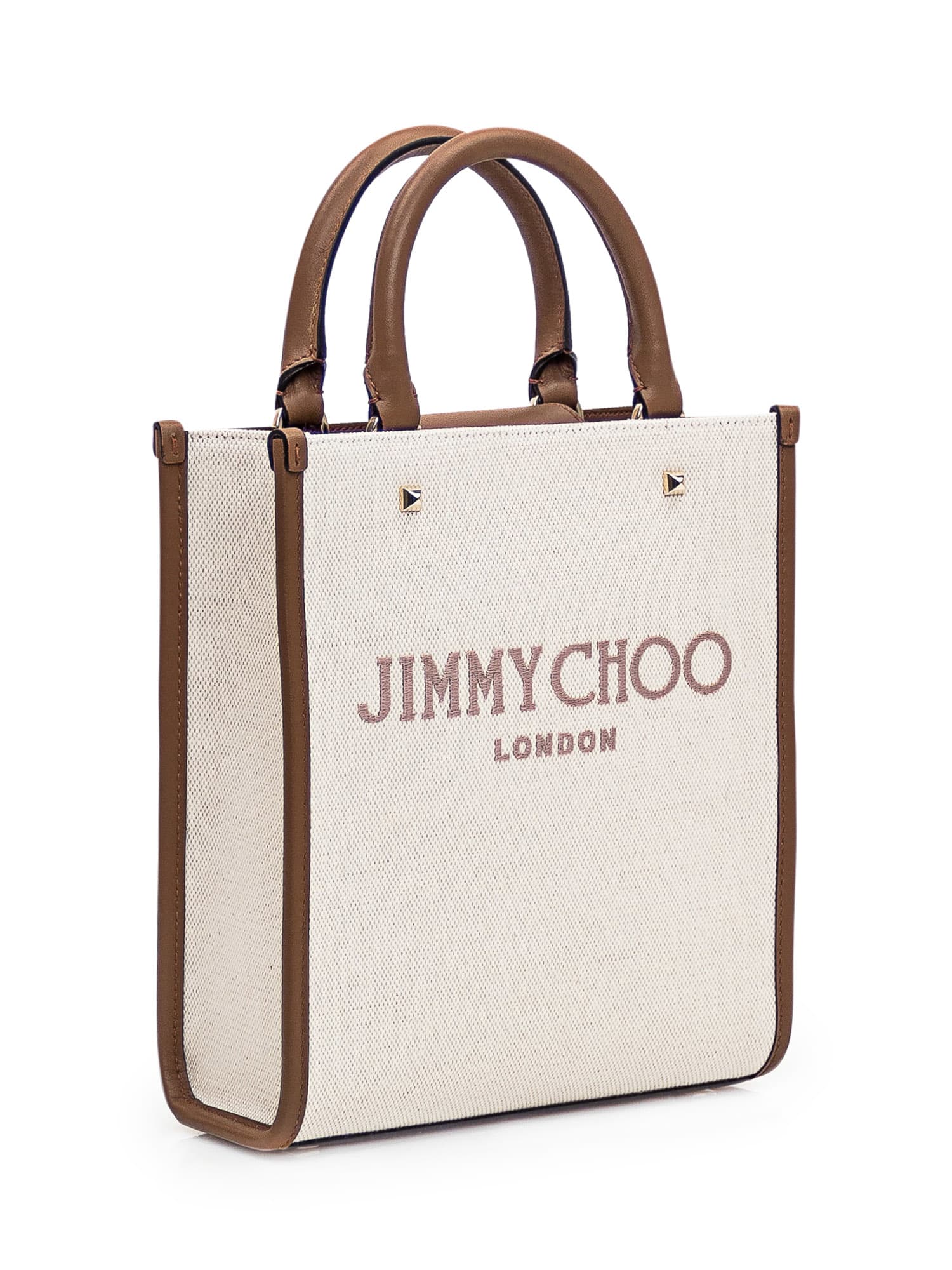 Shop Jimmy Choo Tote Avenue N/s Bag In Natural/taupe/dark Tan/light G