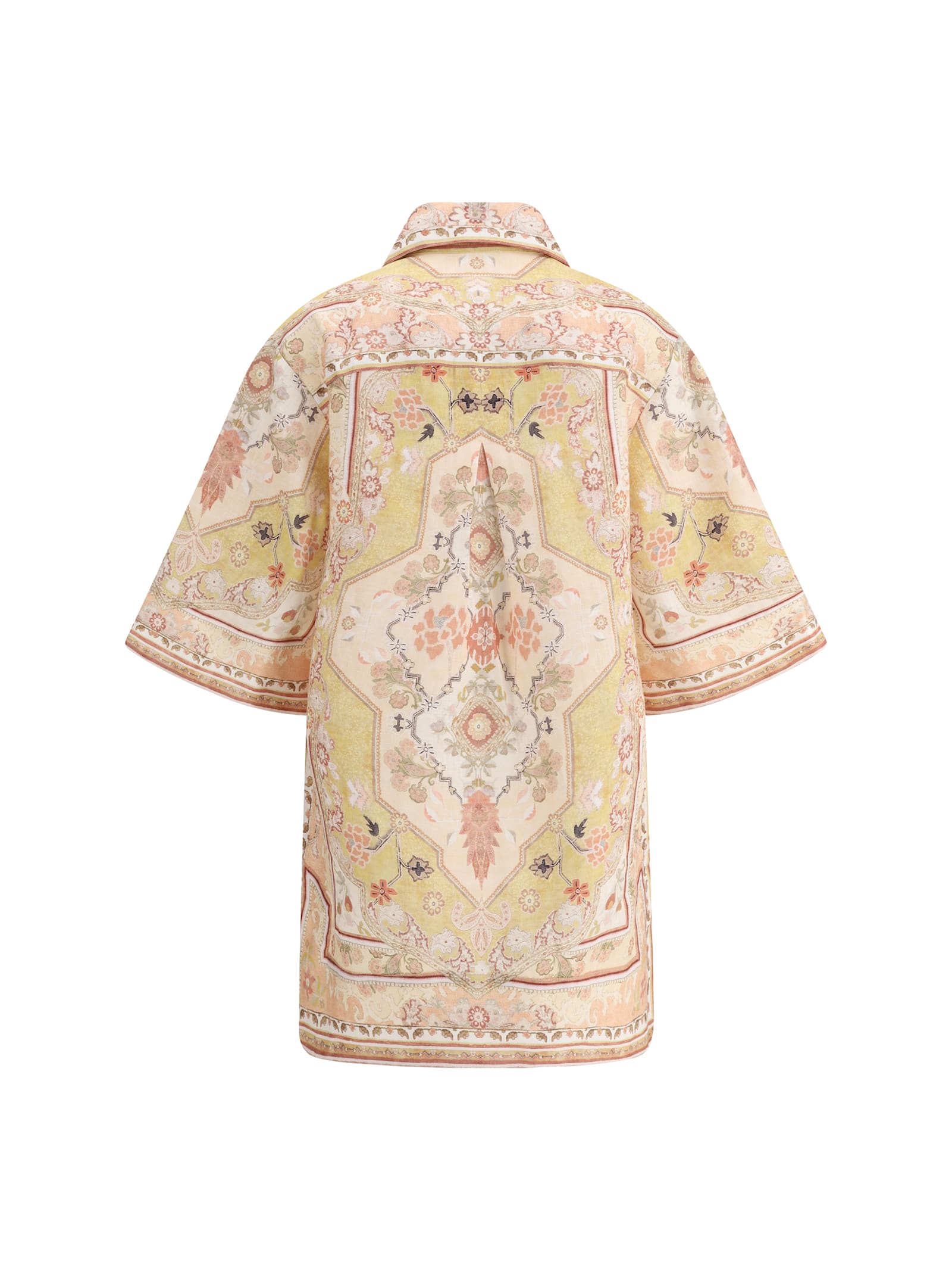 Zimmermann Wylie Printed Linen Tunic In Mustard Multi