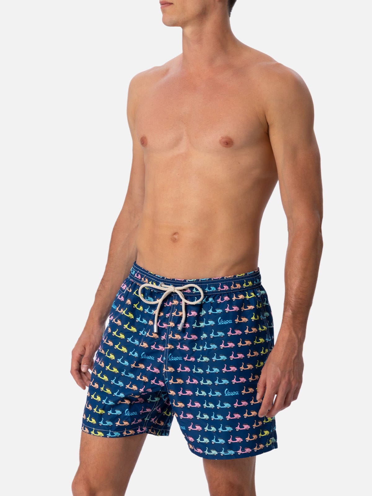 MC2 SAINT BARTH MAN LIGHTWEIGHT FABRIC SWIM-SHORTS LIGHTING MICRO FANTASY WITH VESPA PRINT VESPA SPECIAL EDITION 