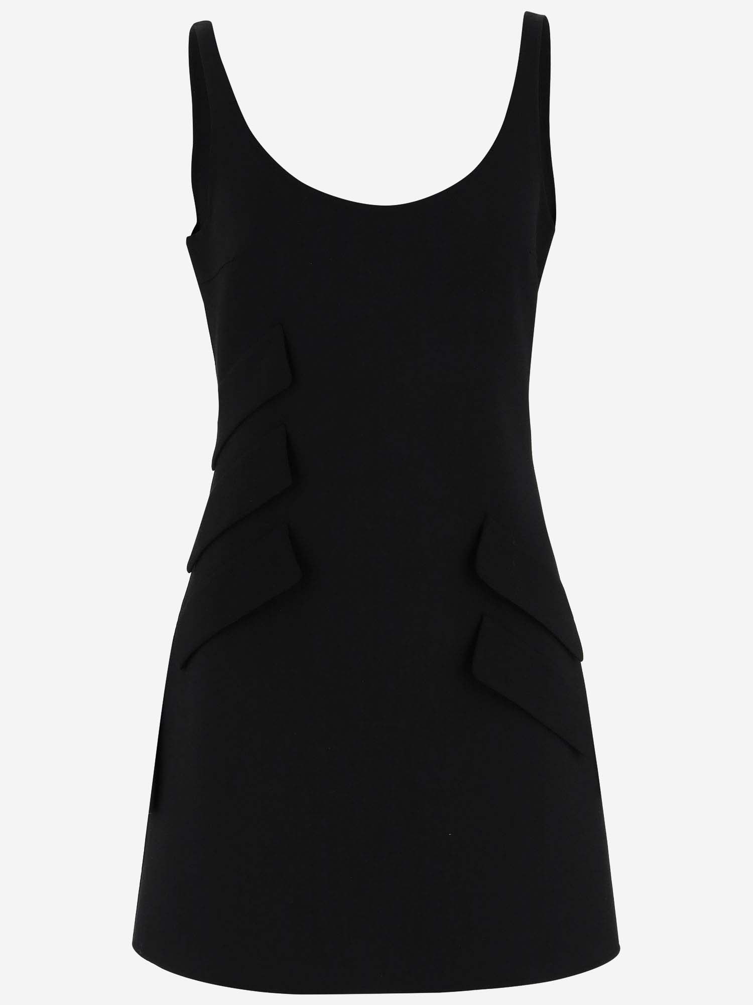 Shop Versace Wool Blend Straight Minidress In Black
