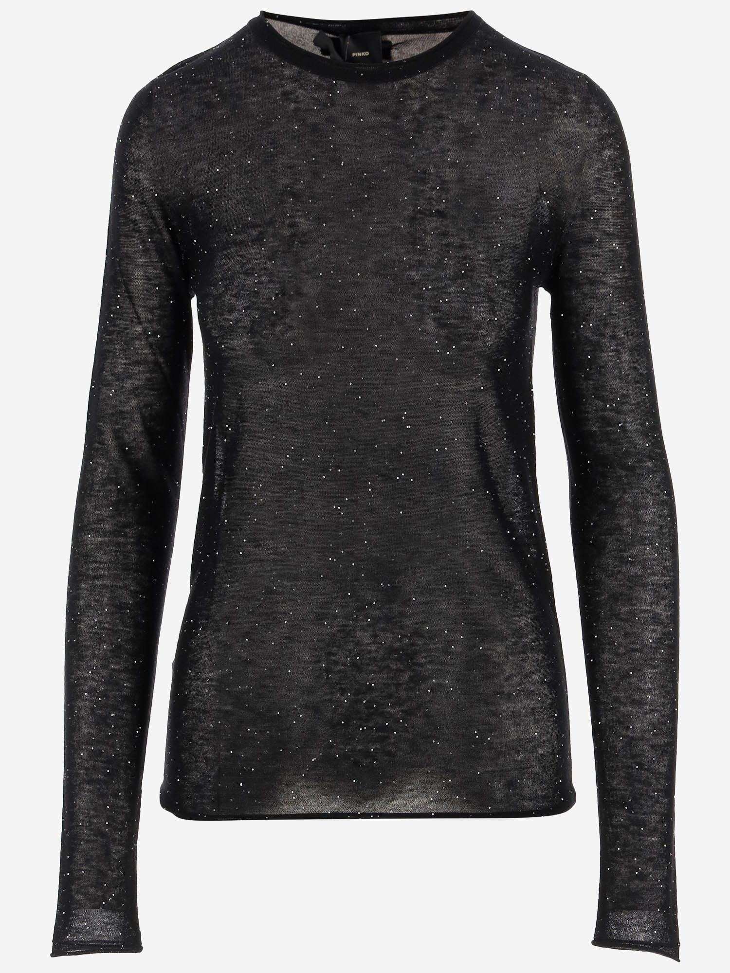 Pinko Semi-sheer Wool Sweater In Black