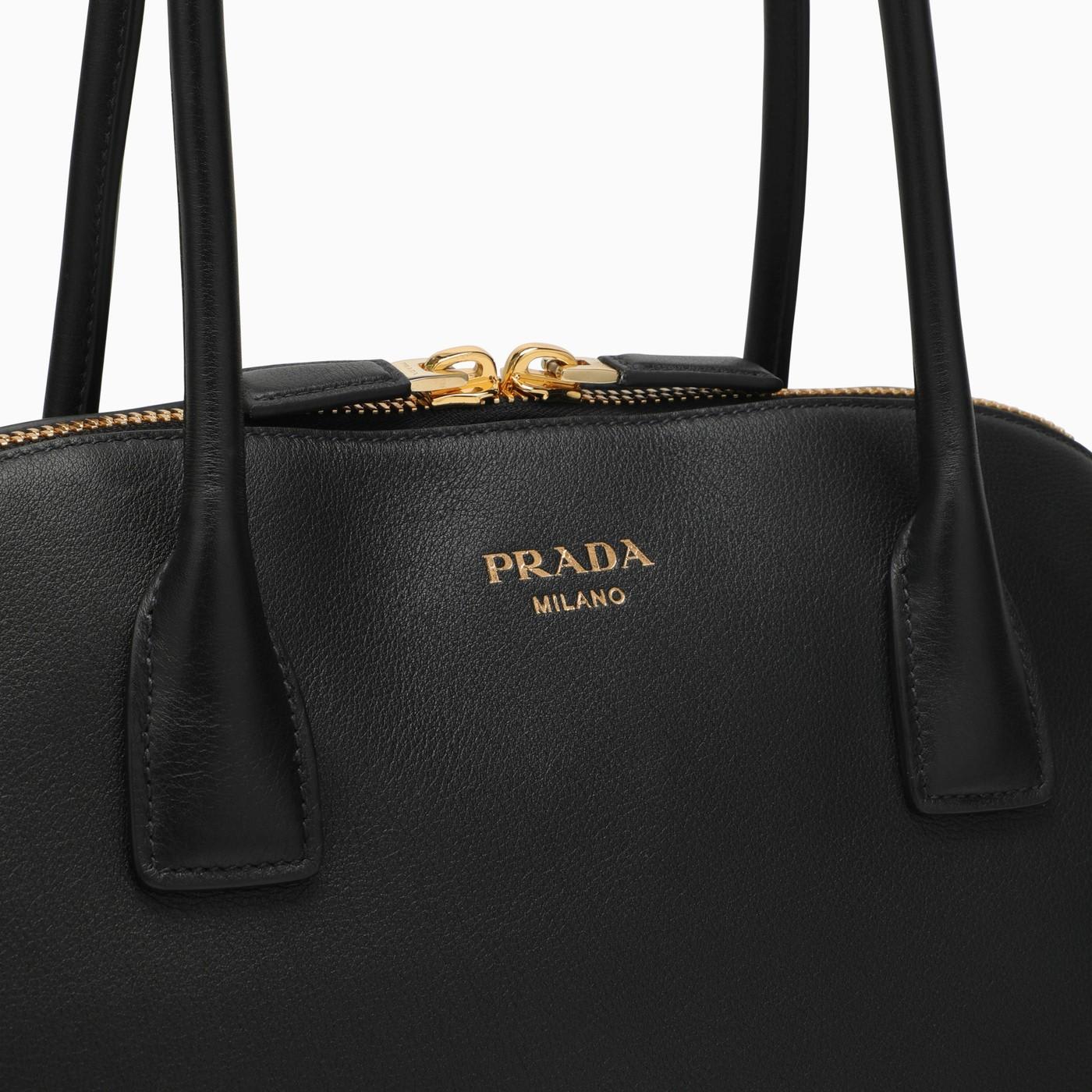 Shop Prada Large Black Leather Shopping Bag In Nero