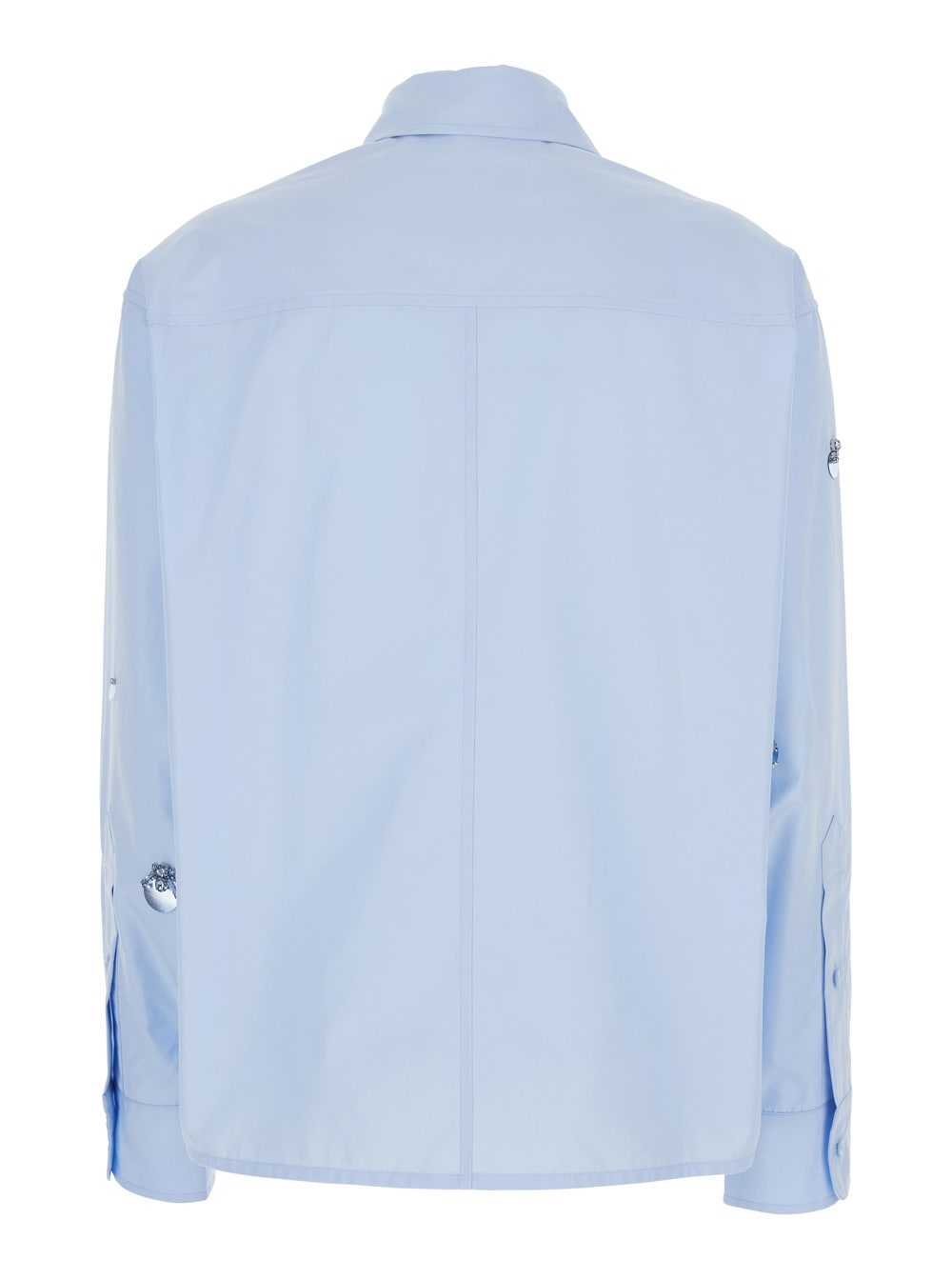 Shop Des Phemmes Light Blue Shirt With Classic Collar And Embellishments On The Front In Cotton Woman