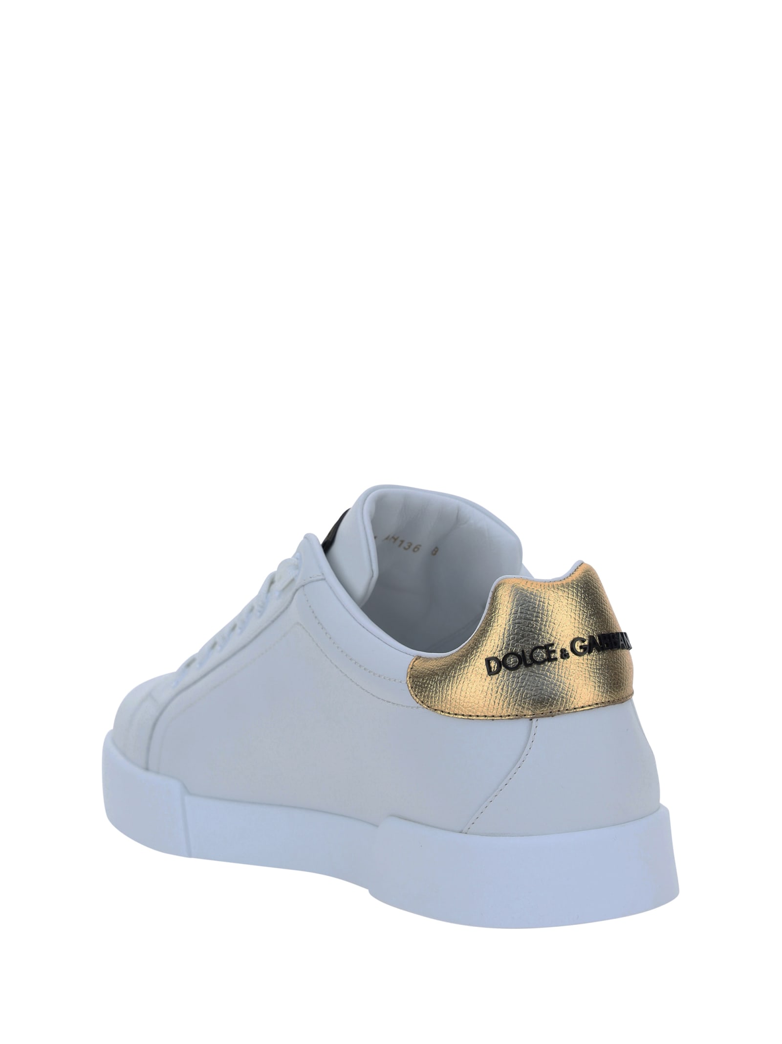 Shop Dolce & Gabbana Sneakers In Bianco/oro Scuro