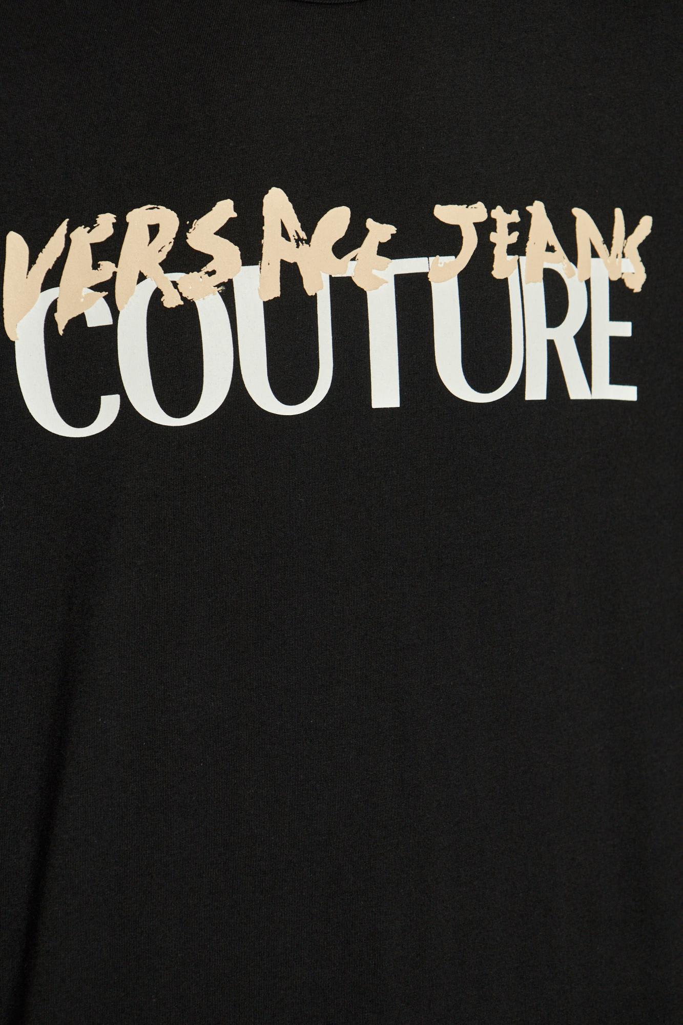 Shop Versace Jeans Couture T-shirt With Printed Logo In Black