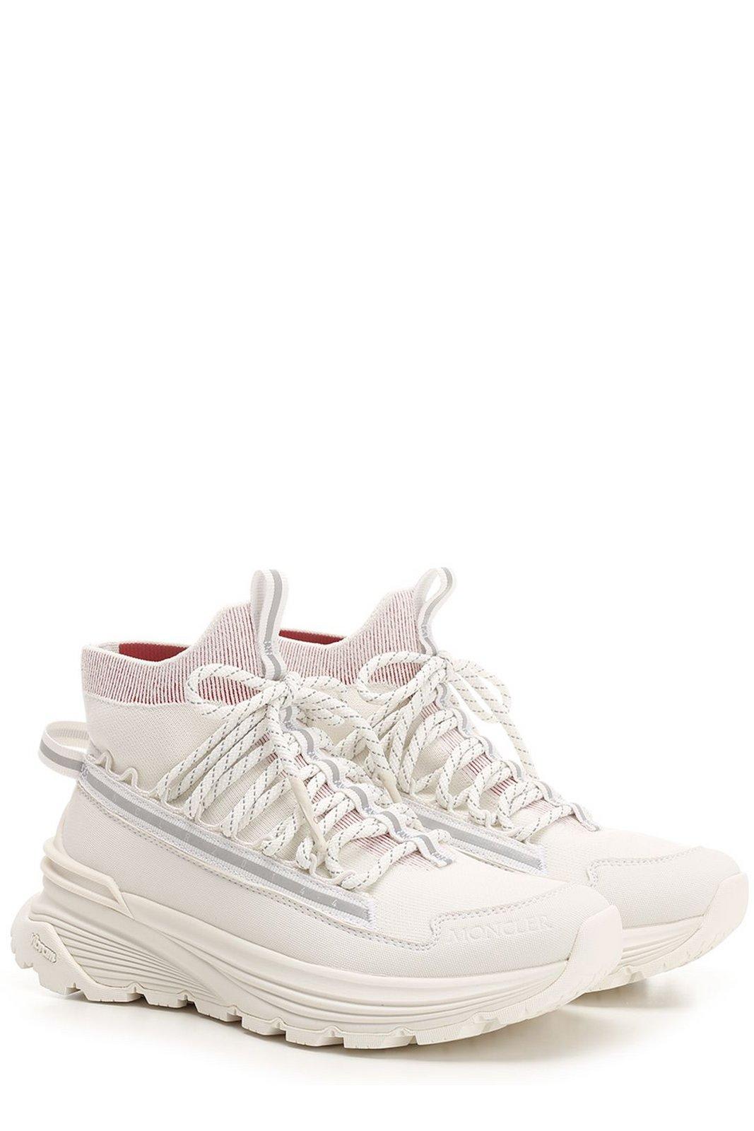 Shop Moncler Monte Runner Knit High-top Sneakers In White