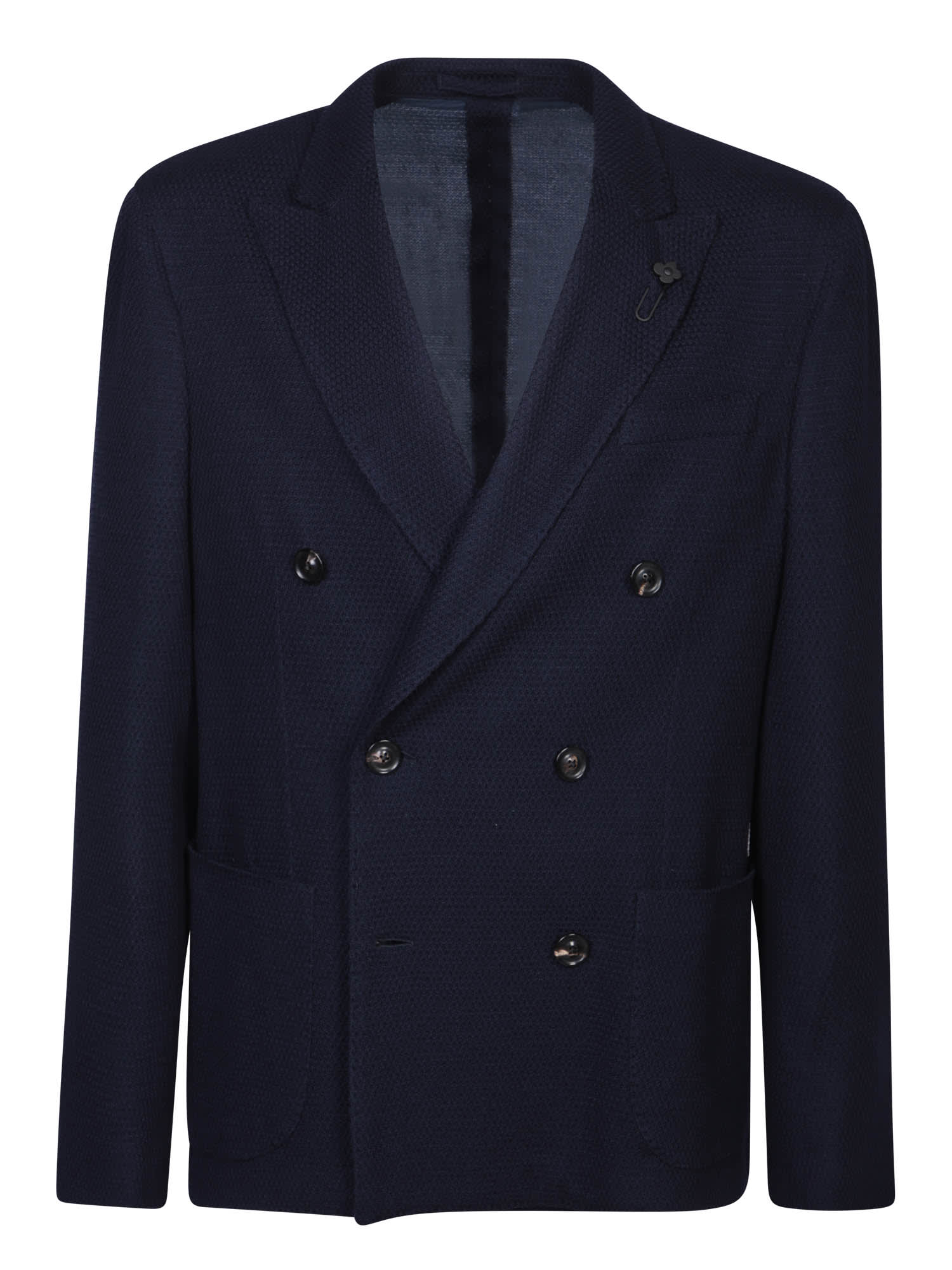 Shop Lardini Deconstructed Blue Jacket