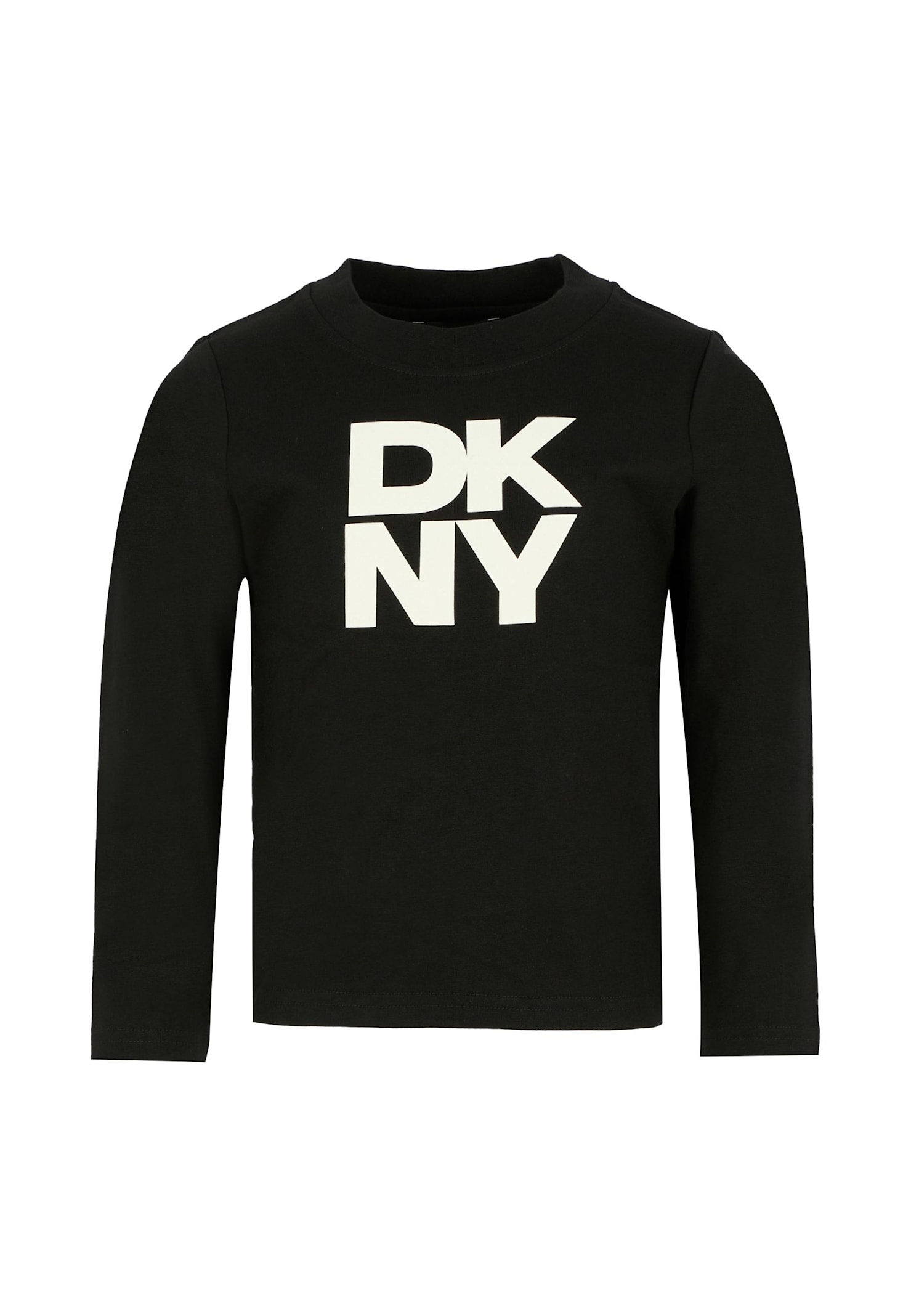 Dkny Black T-shirt For Girl With White Logo In Black
