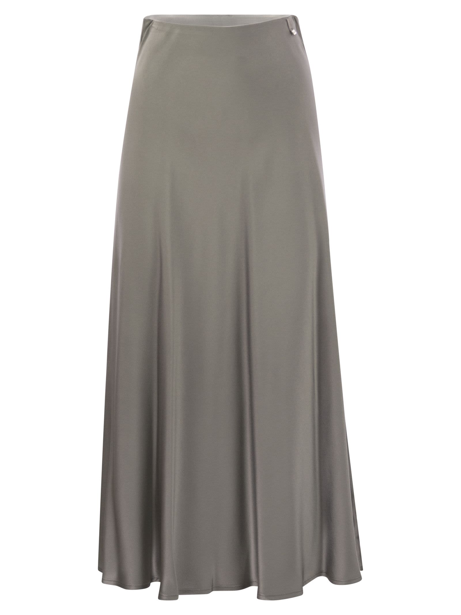 Shop Herno Satin Effect Long Skirt In Light Grey