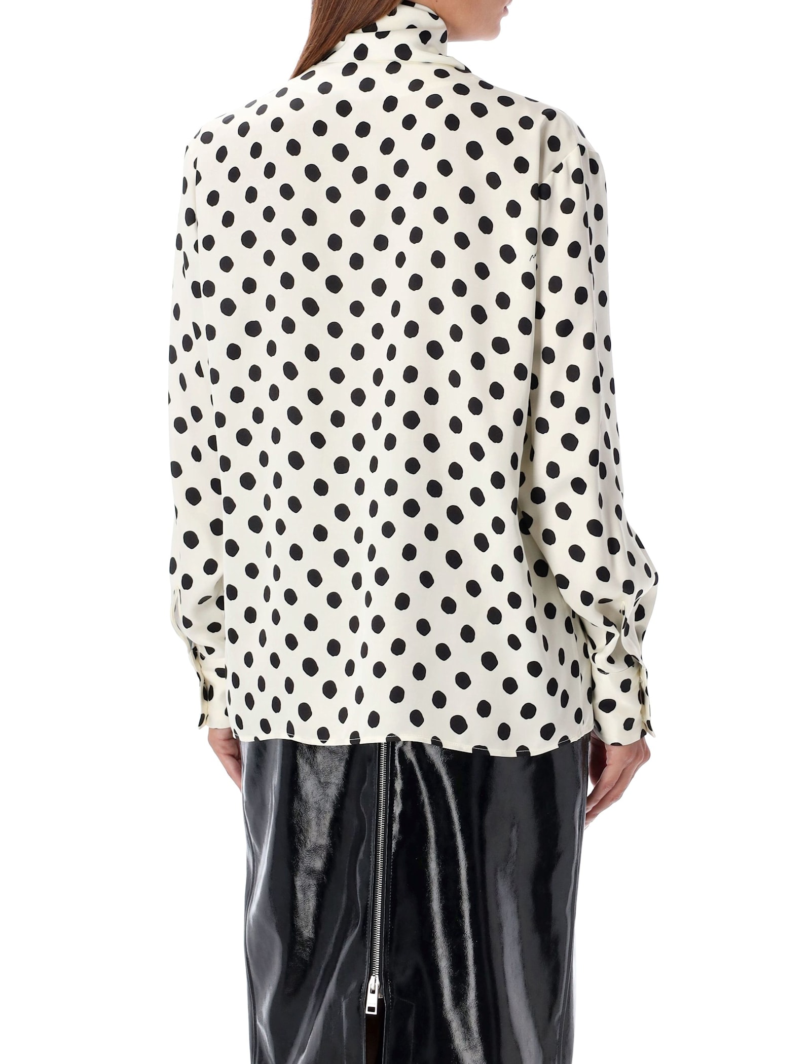 Shop Msgm Polka Dots Blouse In Off White