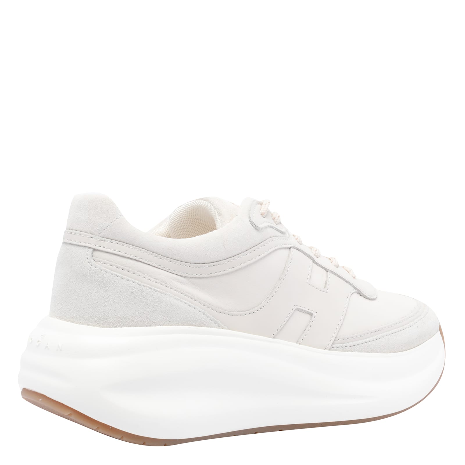 Hogan Chunky Style Leather Low Top Sneakers In White
