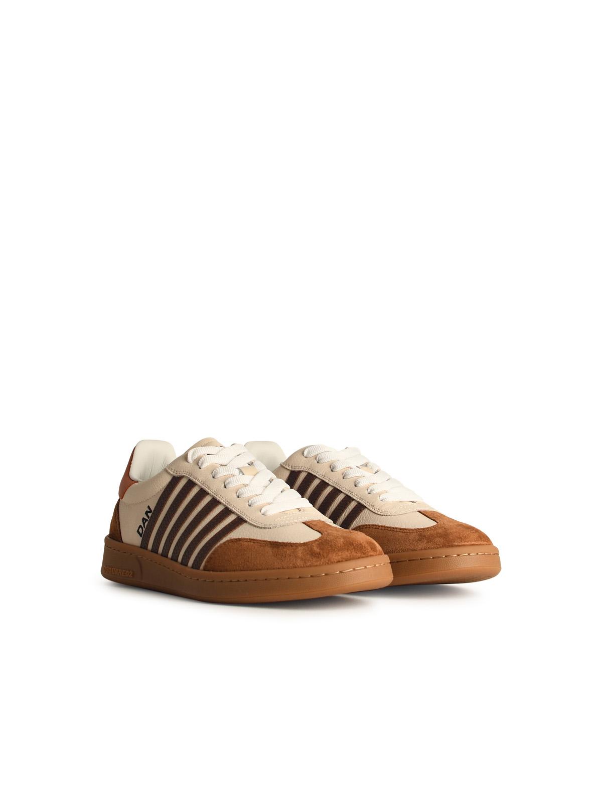Dsquared2 Almond Toe Low Top Sneakers In Ivory