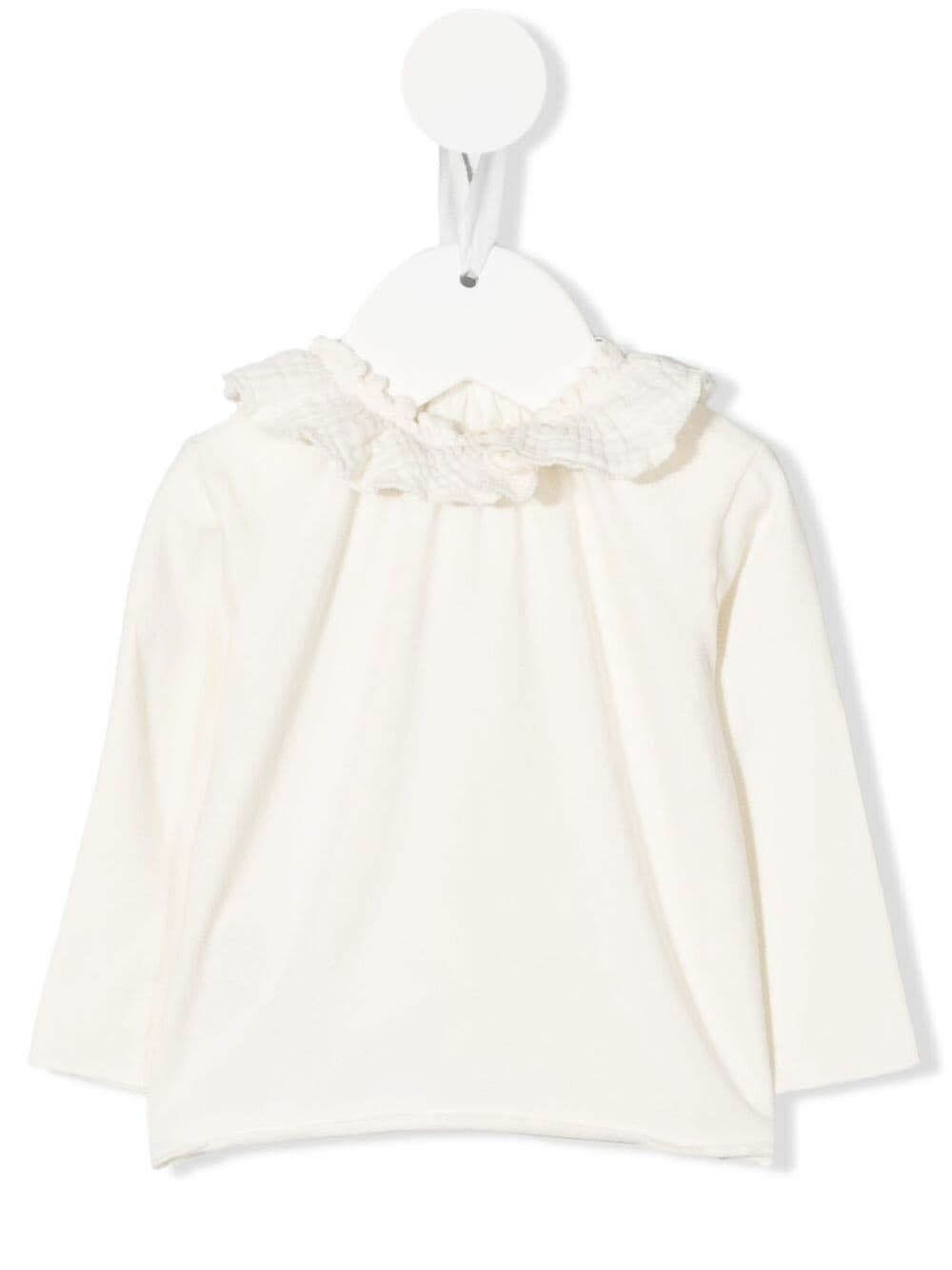 TEDDY &AMP; MINOU WHITE BABY BLOUSE WITH RUFFLES ON THE NECKLINE